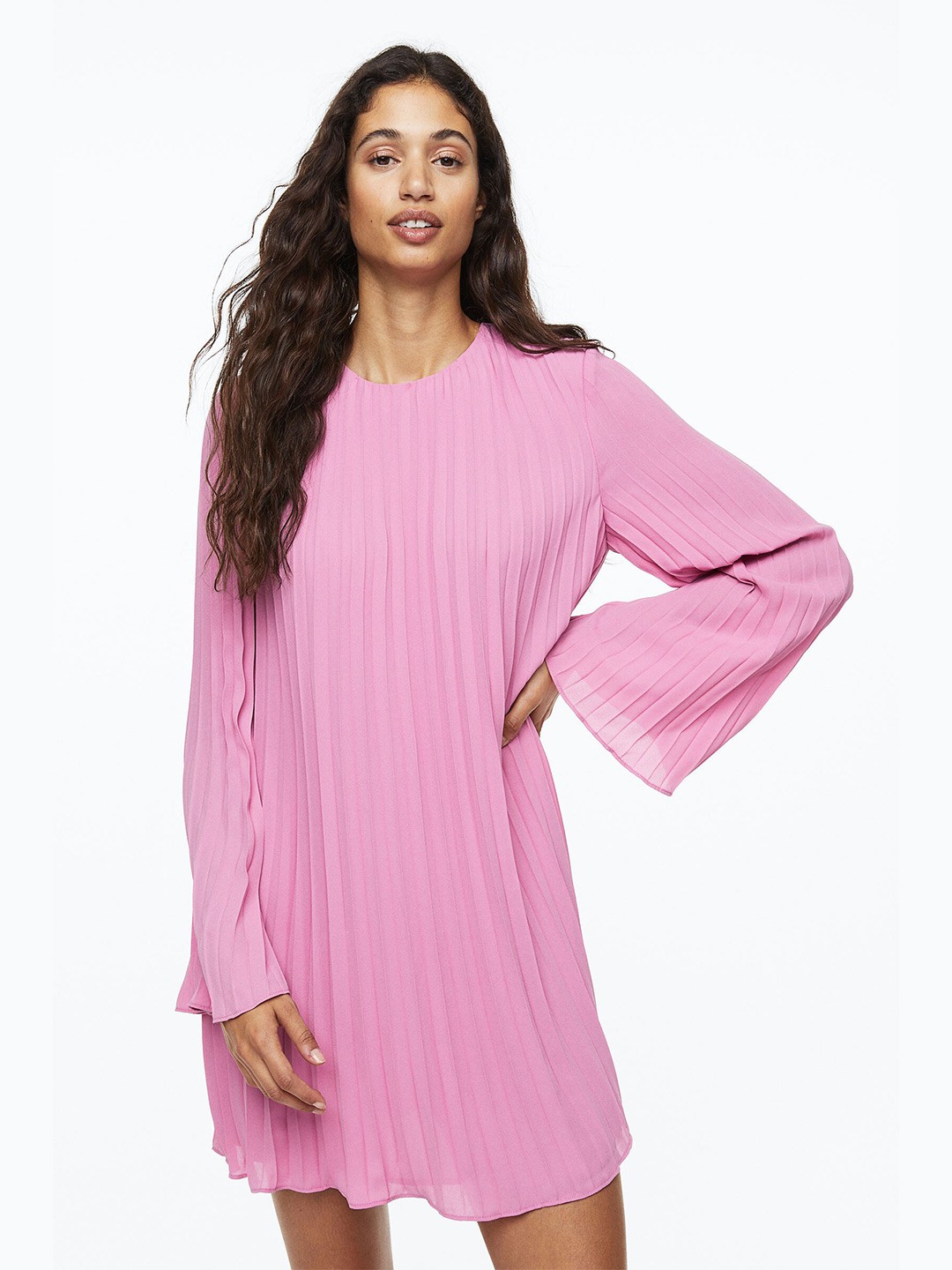 

H&M Women Pink Pleated Dress