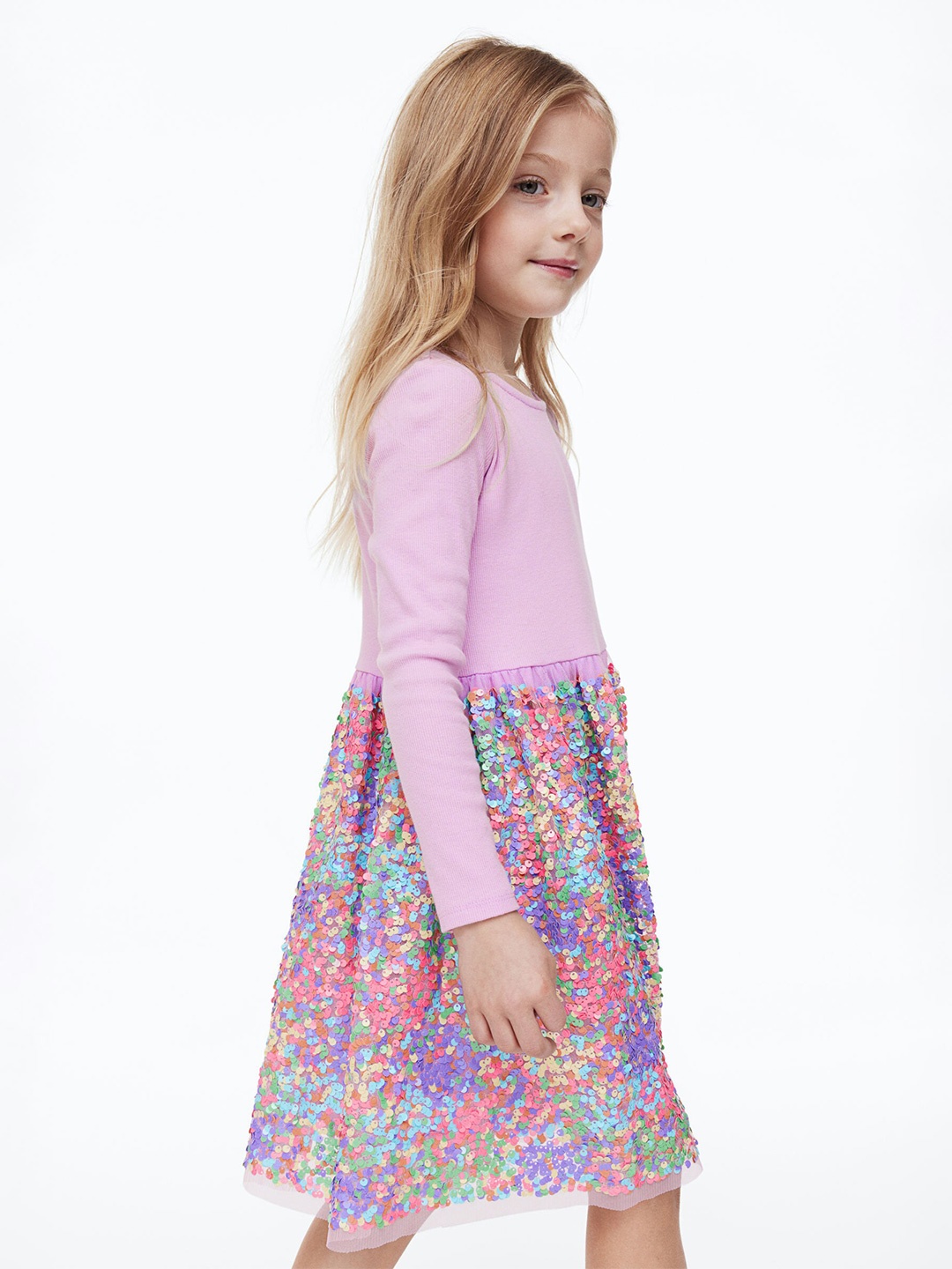

H&M Girls Purple Sequined Jersey Dress