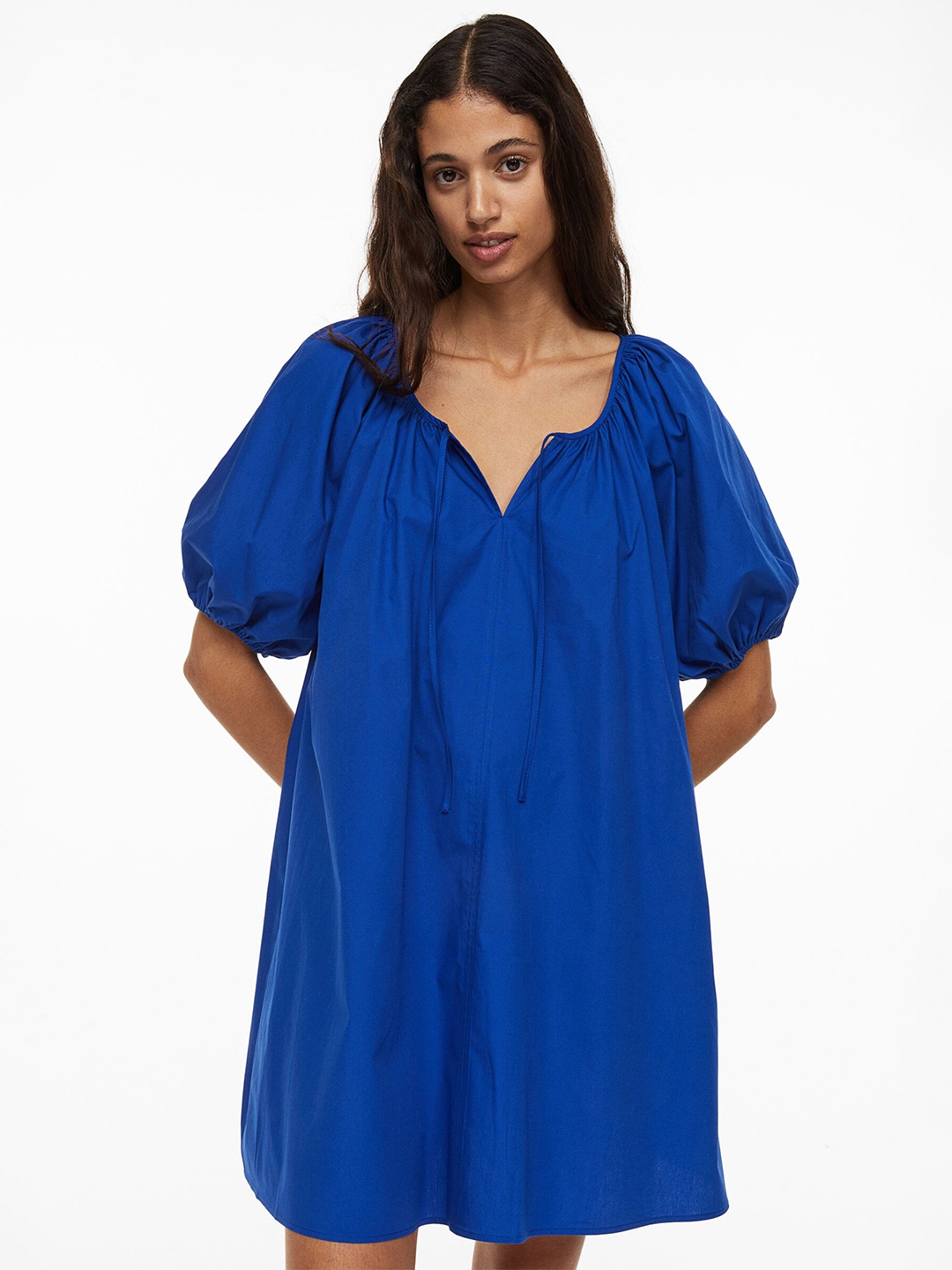 

H&M Women Blue Voluminous Balloon Sleeved Dress