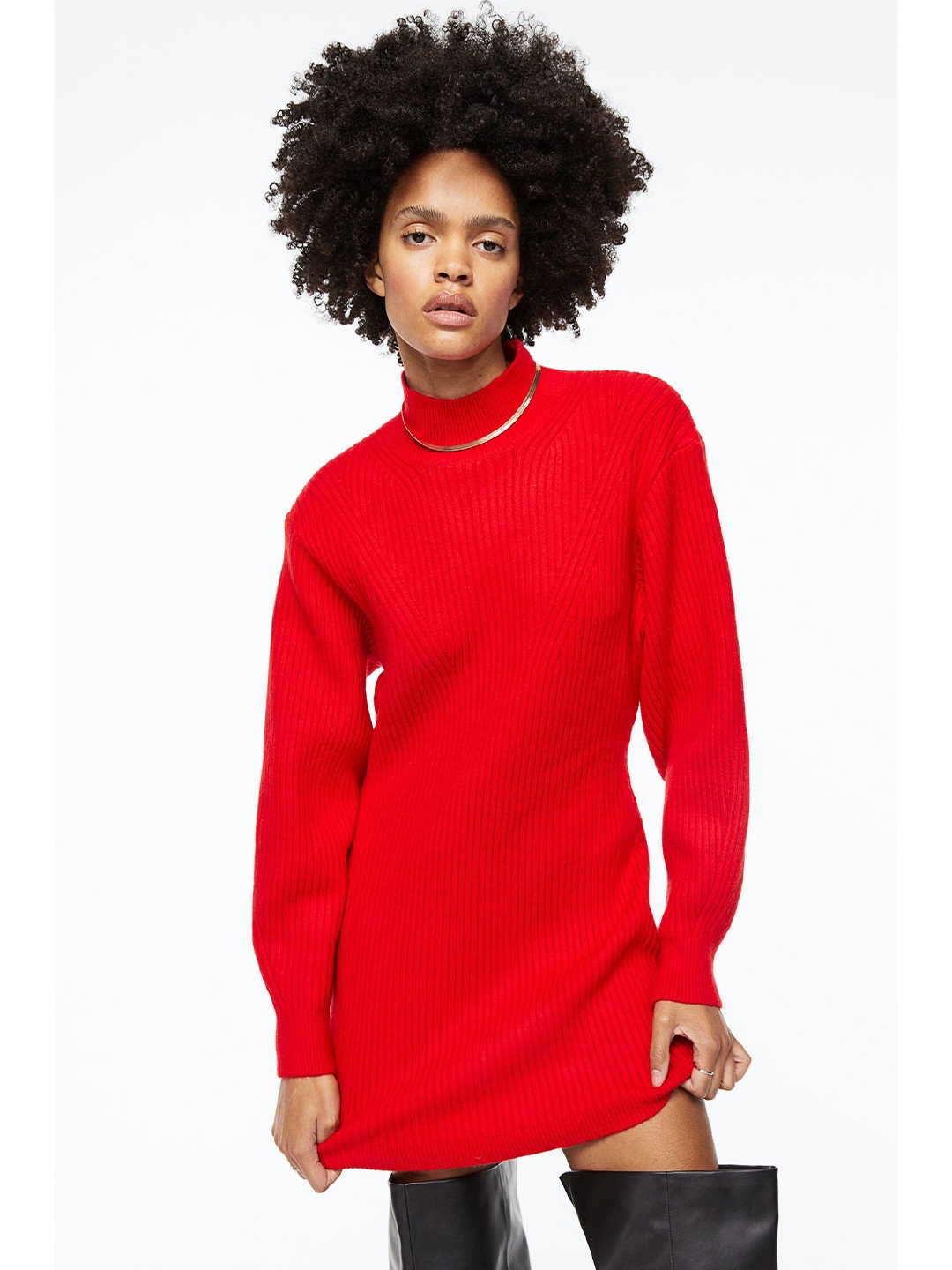 

H&M Women Red Turtleneck Dress