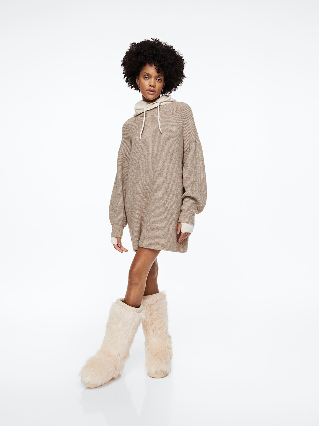 

H&M Women Beige Knitted Dress