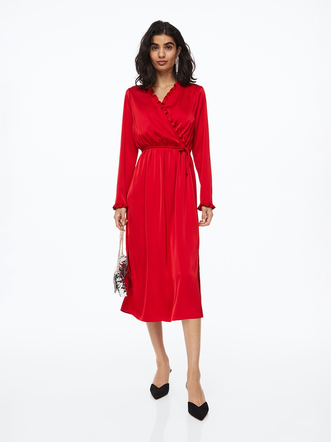 

H&M Women Red MAMA Wrapover Nursing Dress