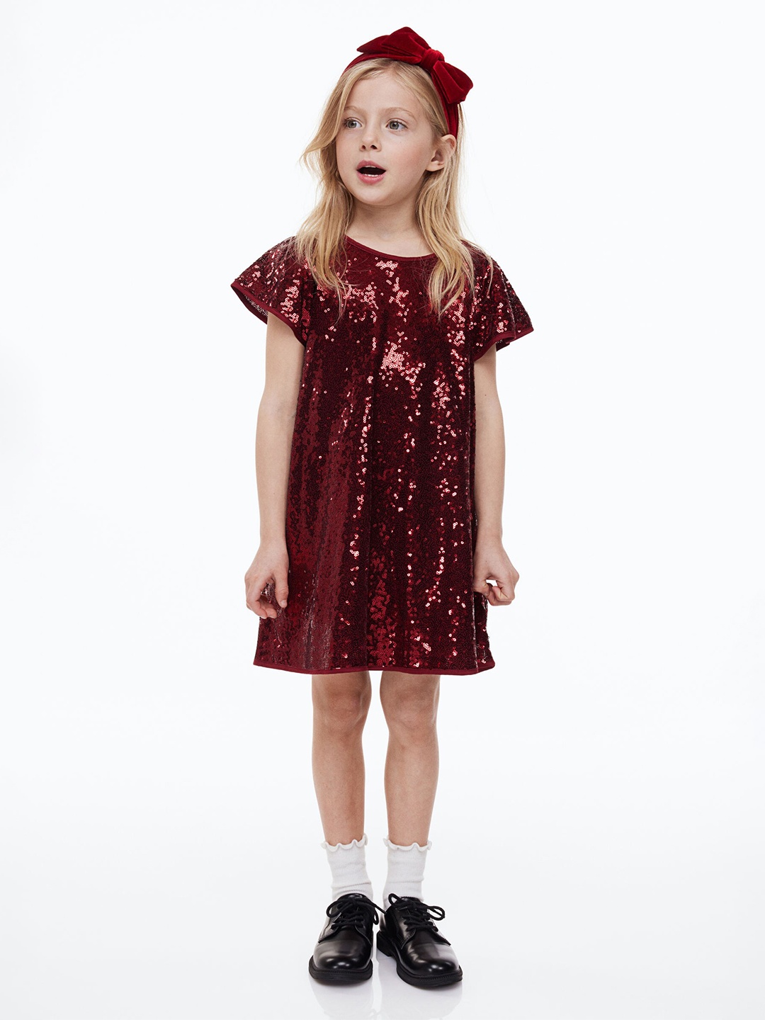 

H&M Girls Red Flutter-Sleeved Dress
