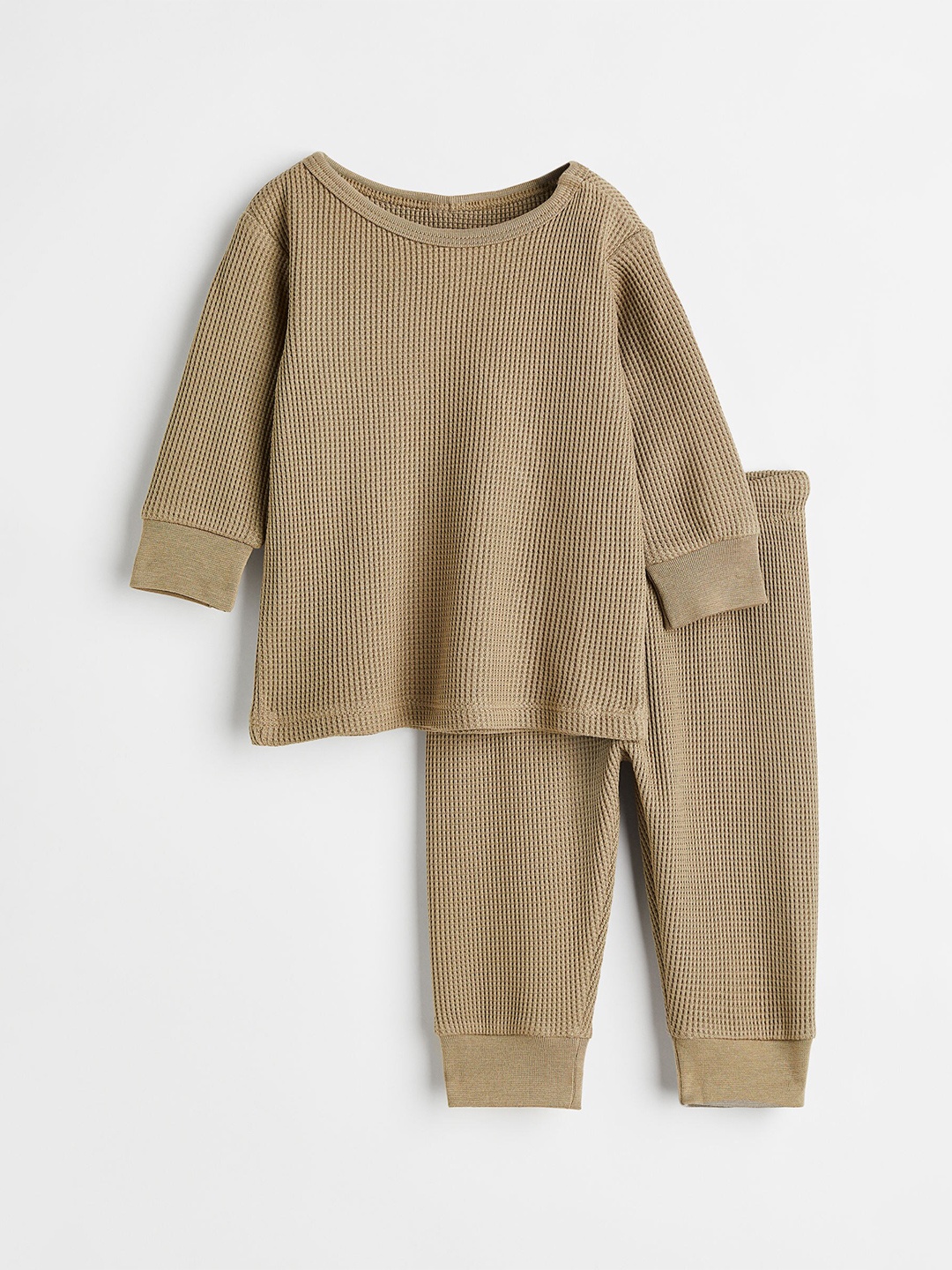 

H&M Boys Beige Waffled Cotton Jersey Set