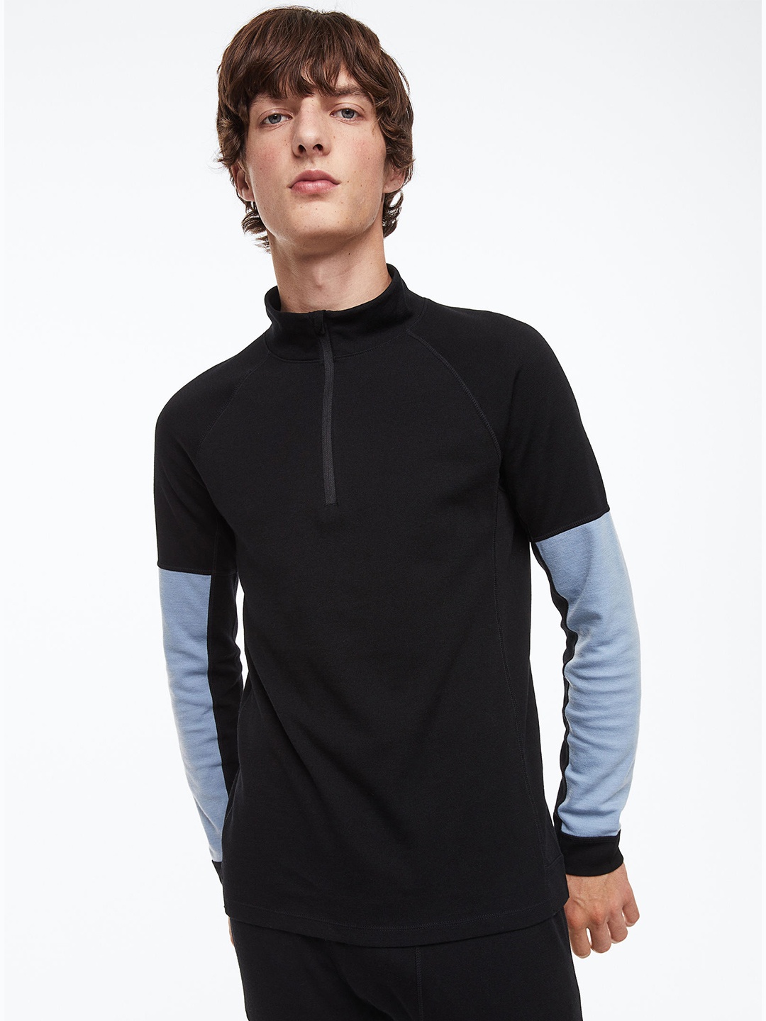 

H&M Men Black Wool-Blend Base Layer Top