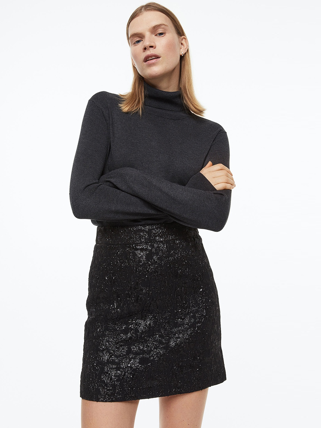 

H&M Women Black A-line Skirt
