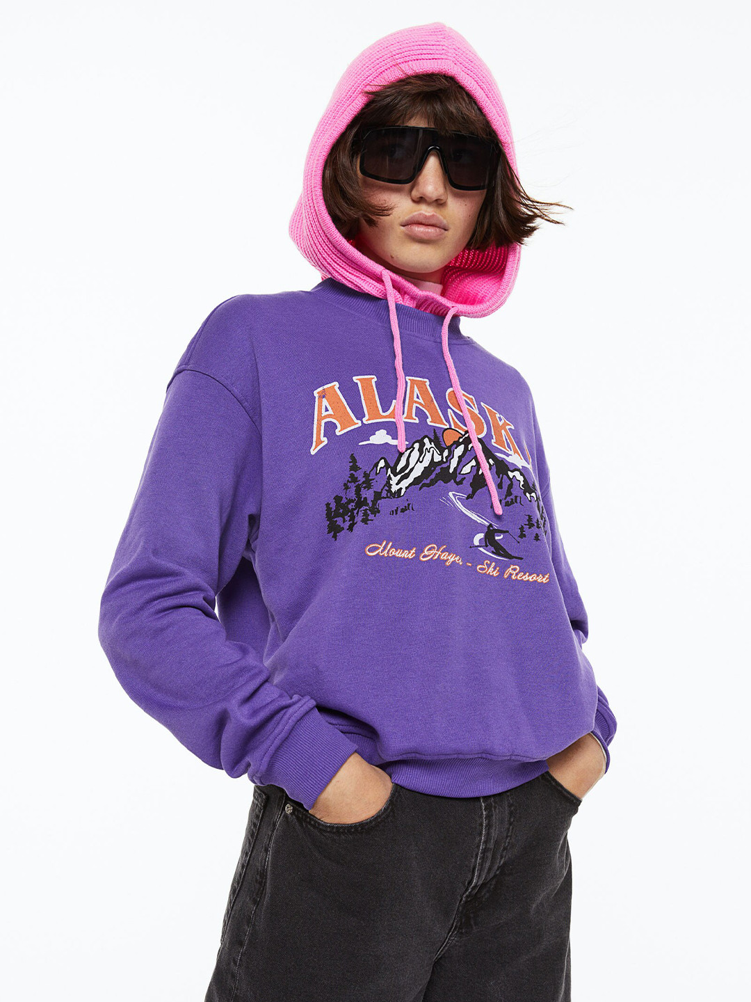 

H&M Women Purple Printed Sweatshirt