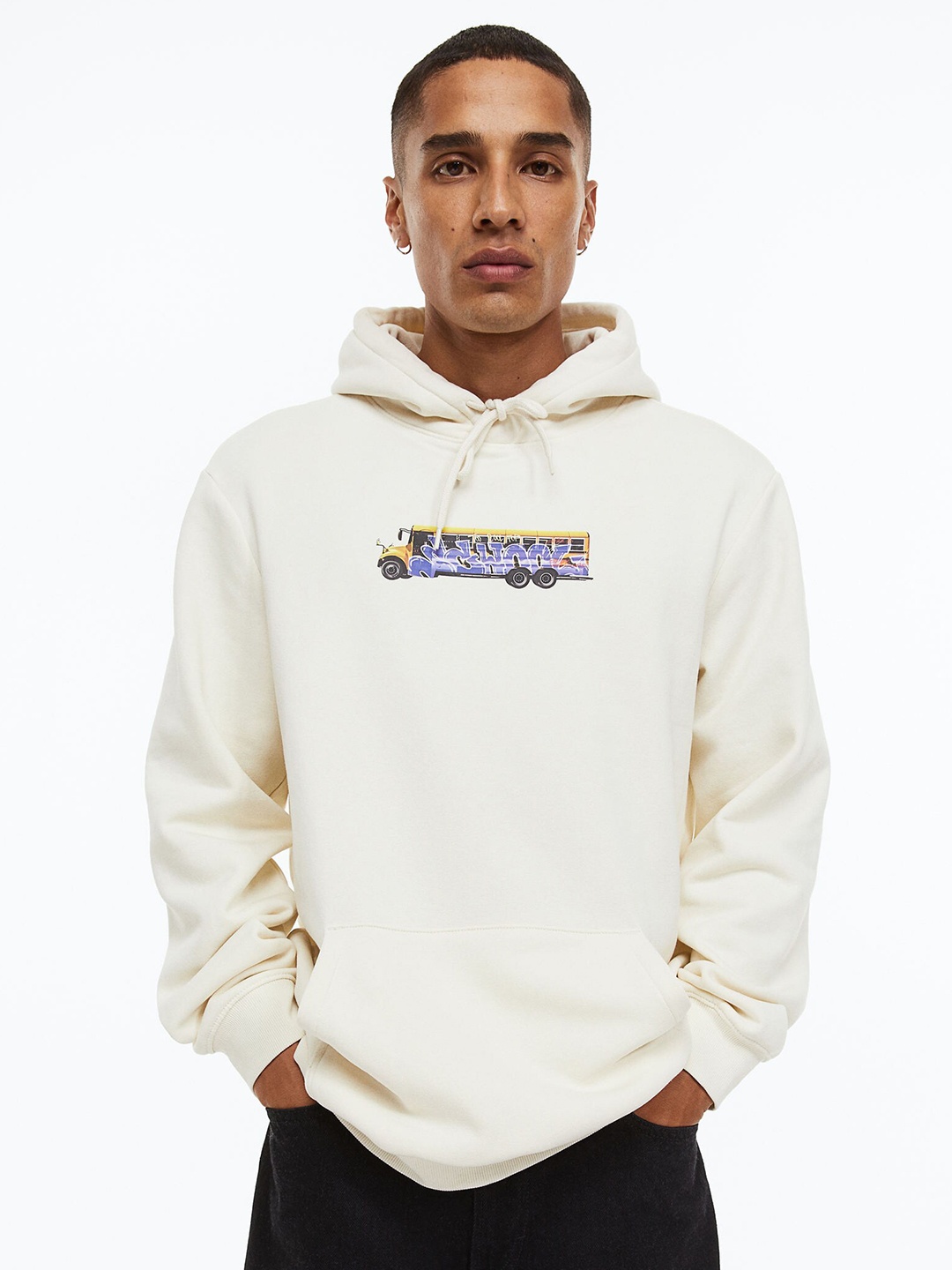 

H&M Men Off White Regular Fit Hoodie