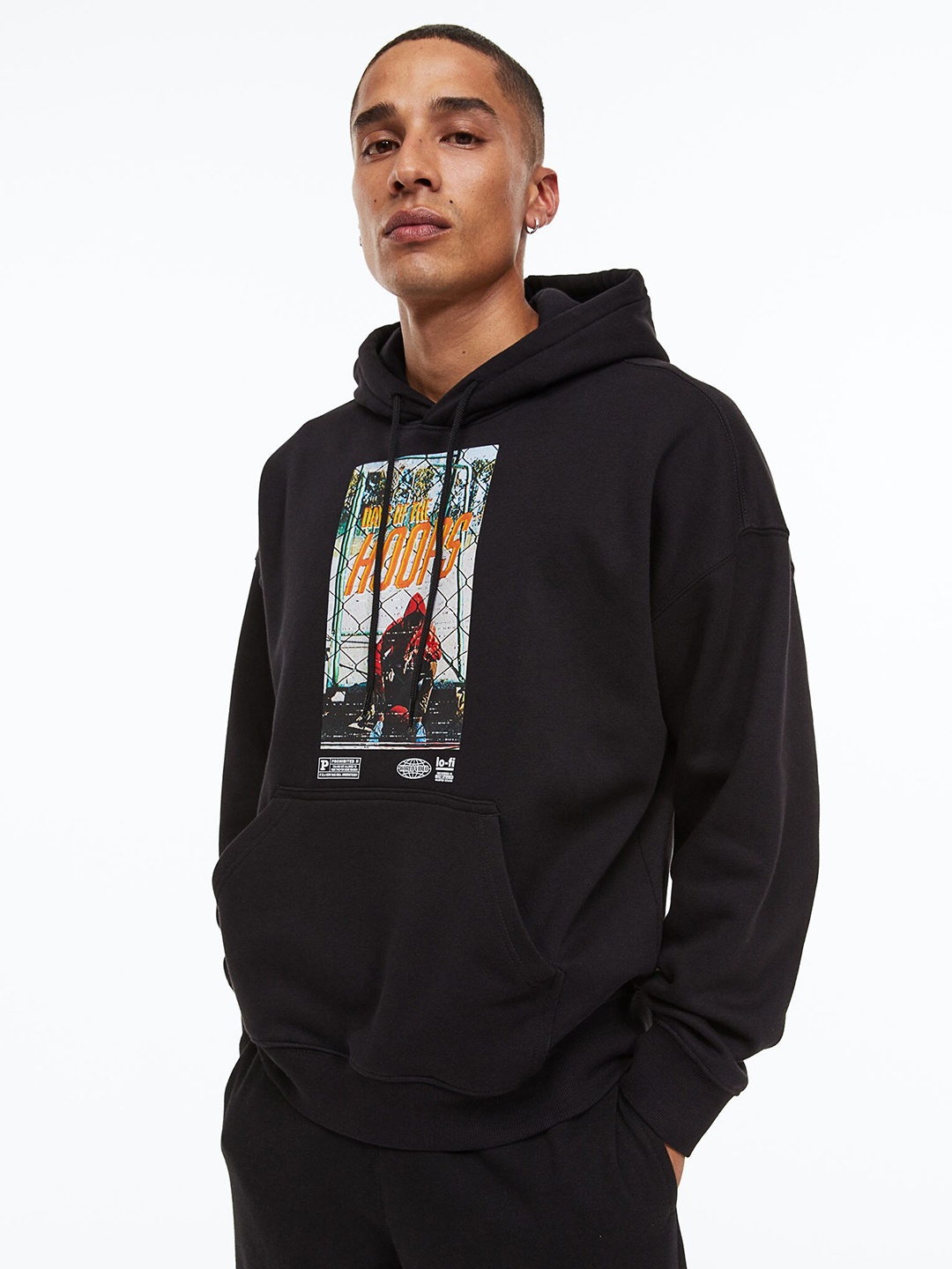 

H&M Men Black Oversized Fit Hoodie