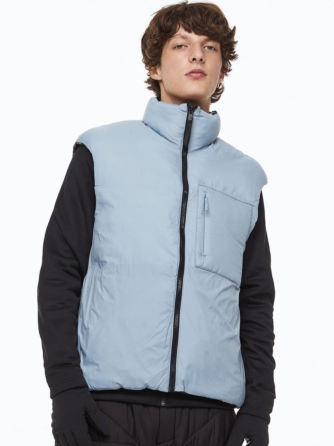 

H&M Men Black & Blue Reversible Insulated Puffer Gilet