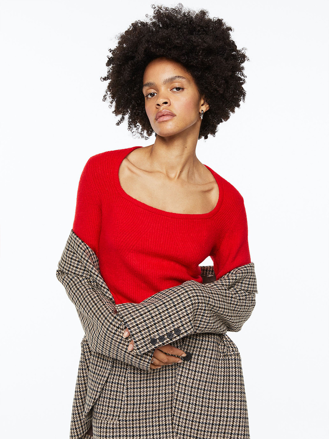 

H&M Women Red Rib-Knit Jumper