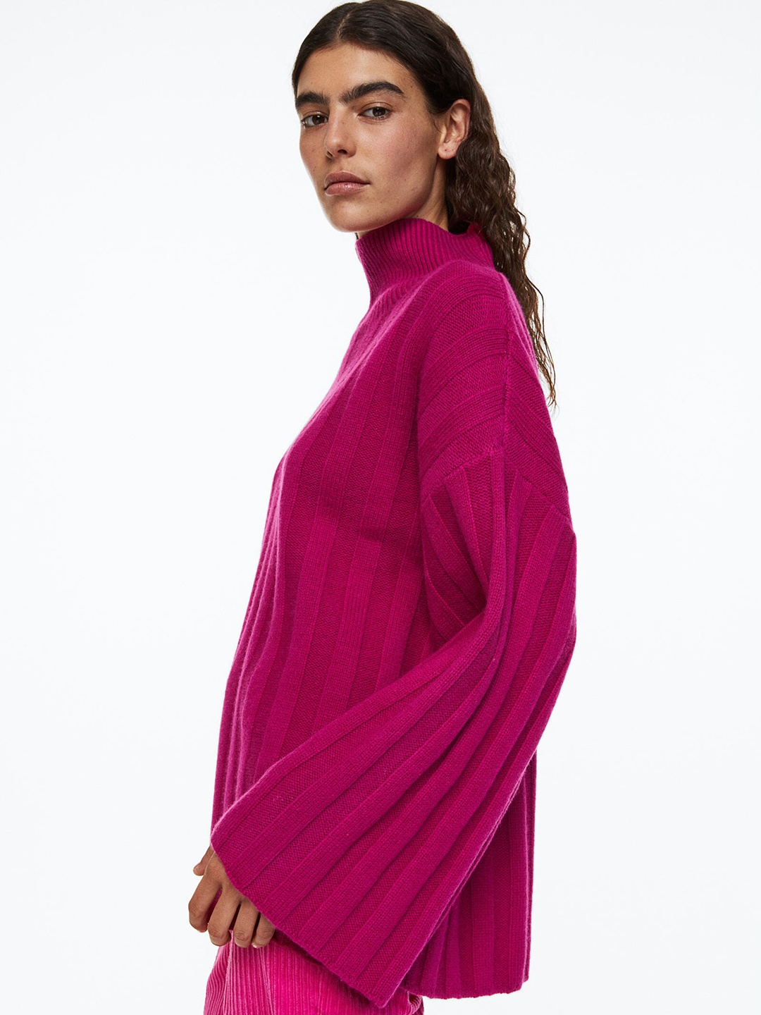 

H&M Women Pink Oversized Wool Jumper