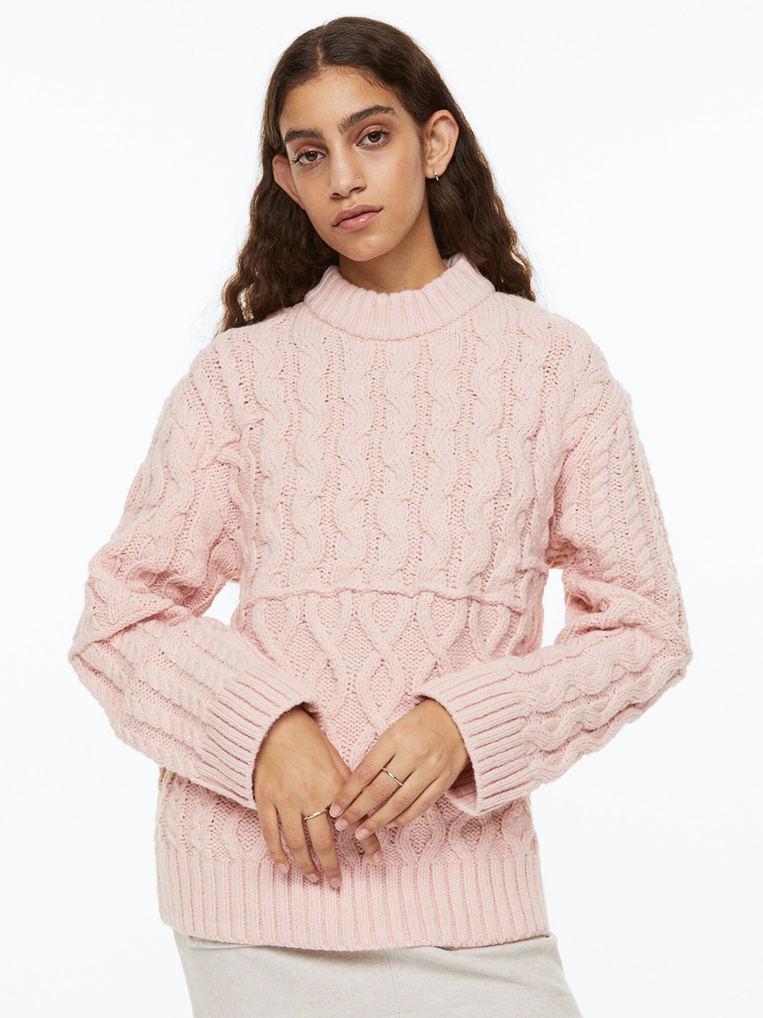 

H&M Women Pink Cable Knit Jumper