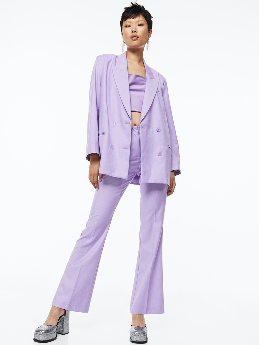 

H&M Women Purple Flared Trousers