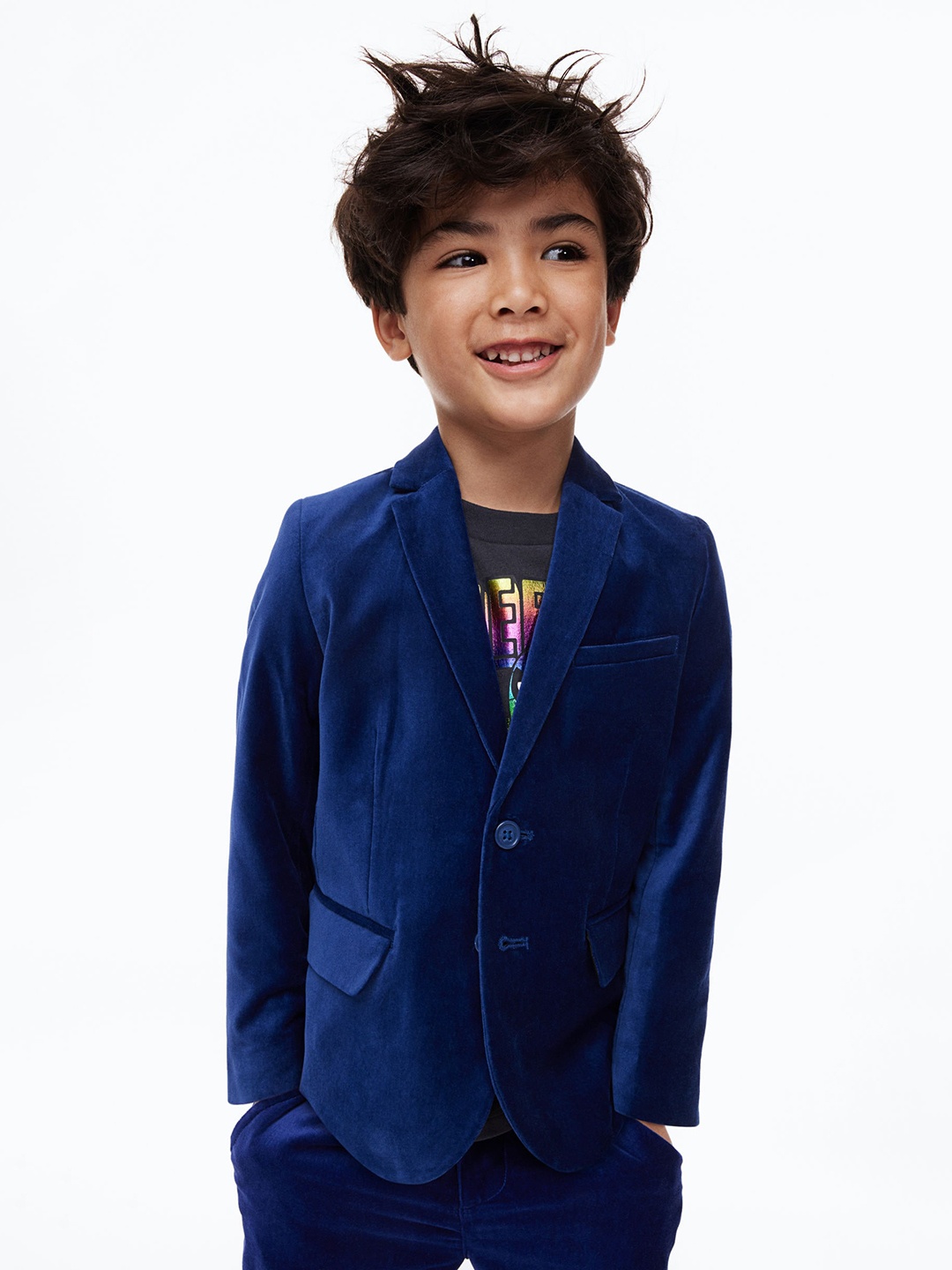 

H&M Boys Blue Velvet Jacket