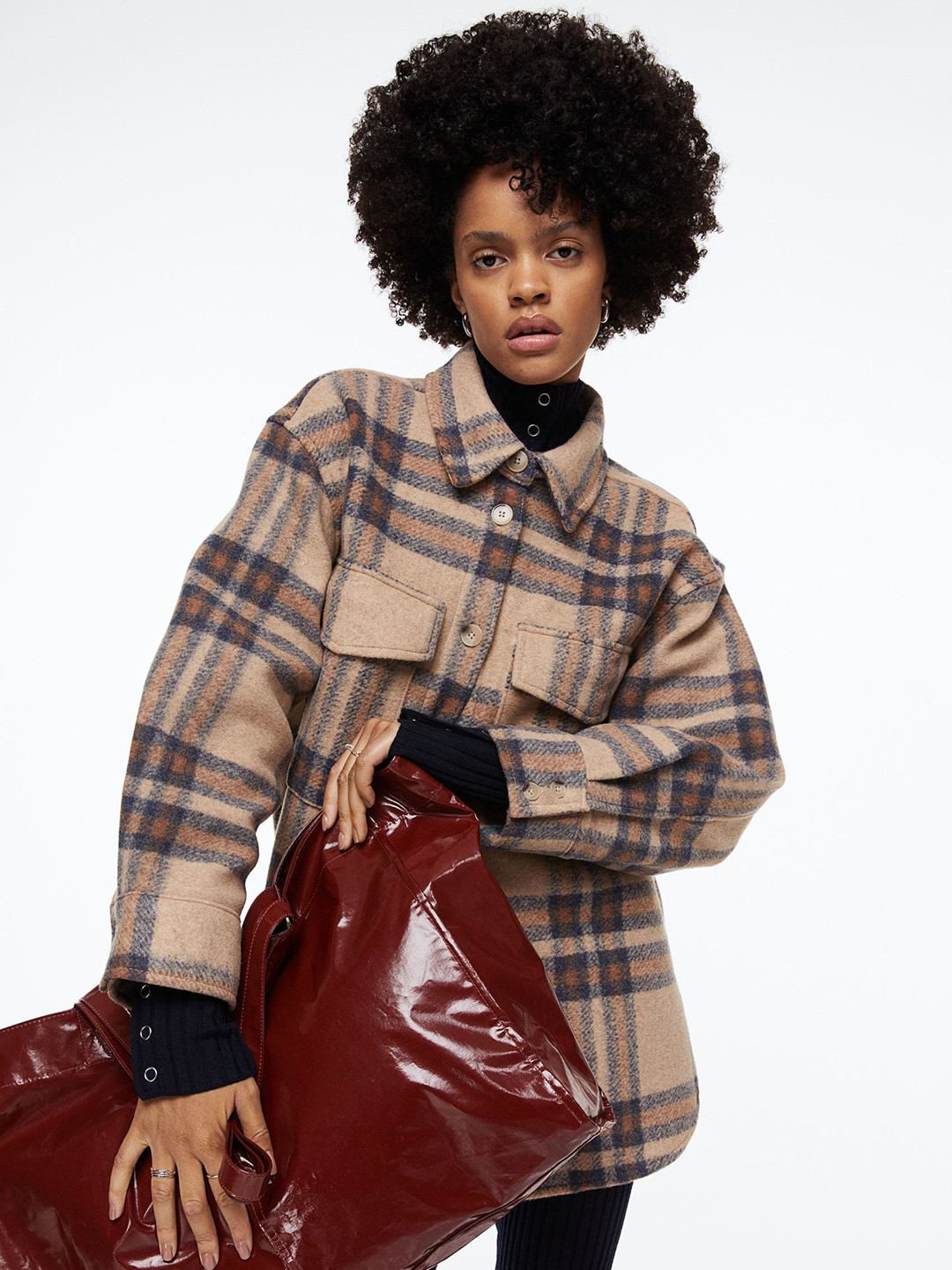

H&M Women Beige Oversized Shacket