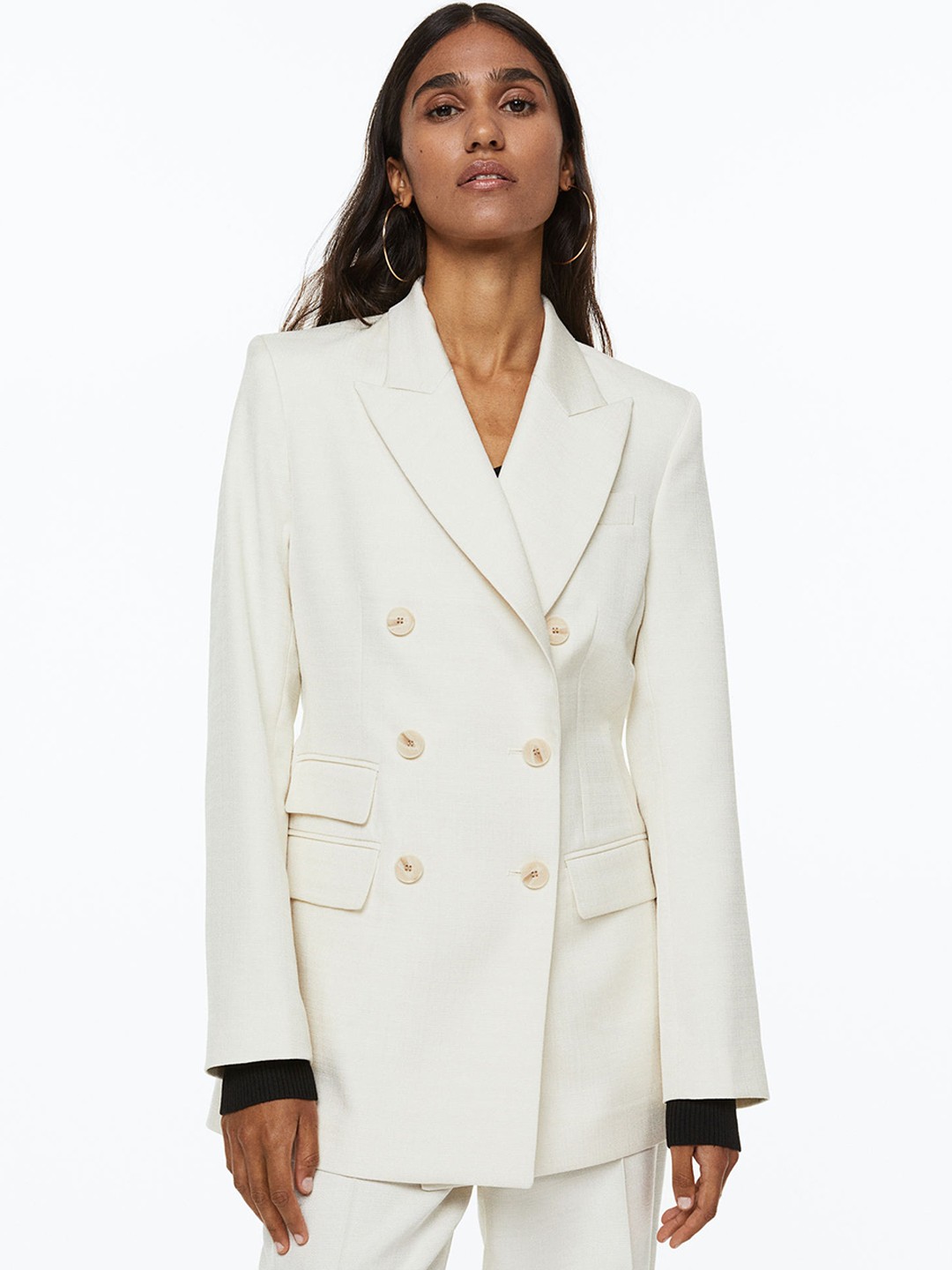 

H&M Women White Double-Breasted Blazer