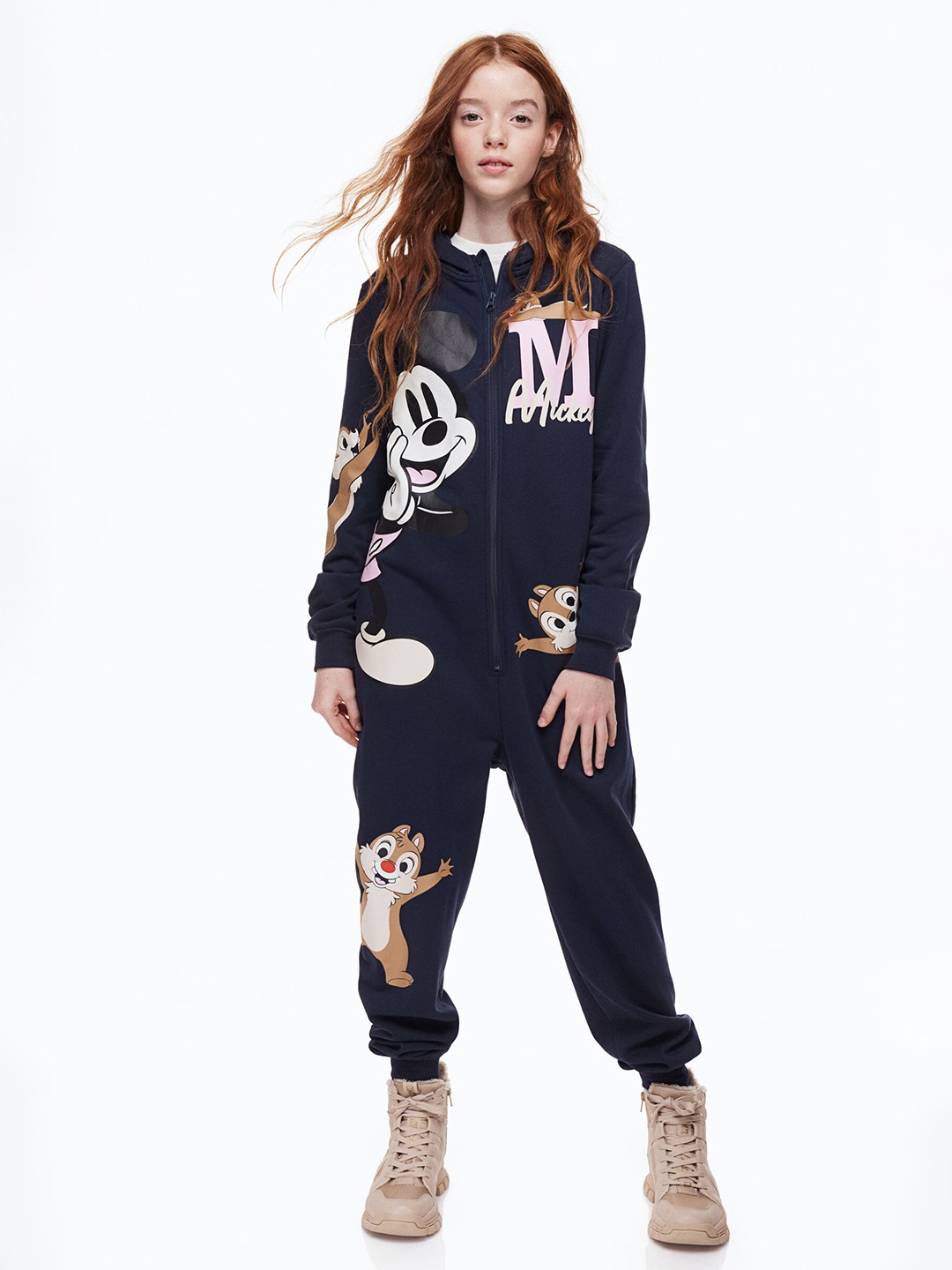 

H&M Girls Printed Sweatshirt All-In-One Suit, Blue