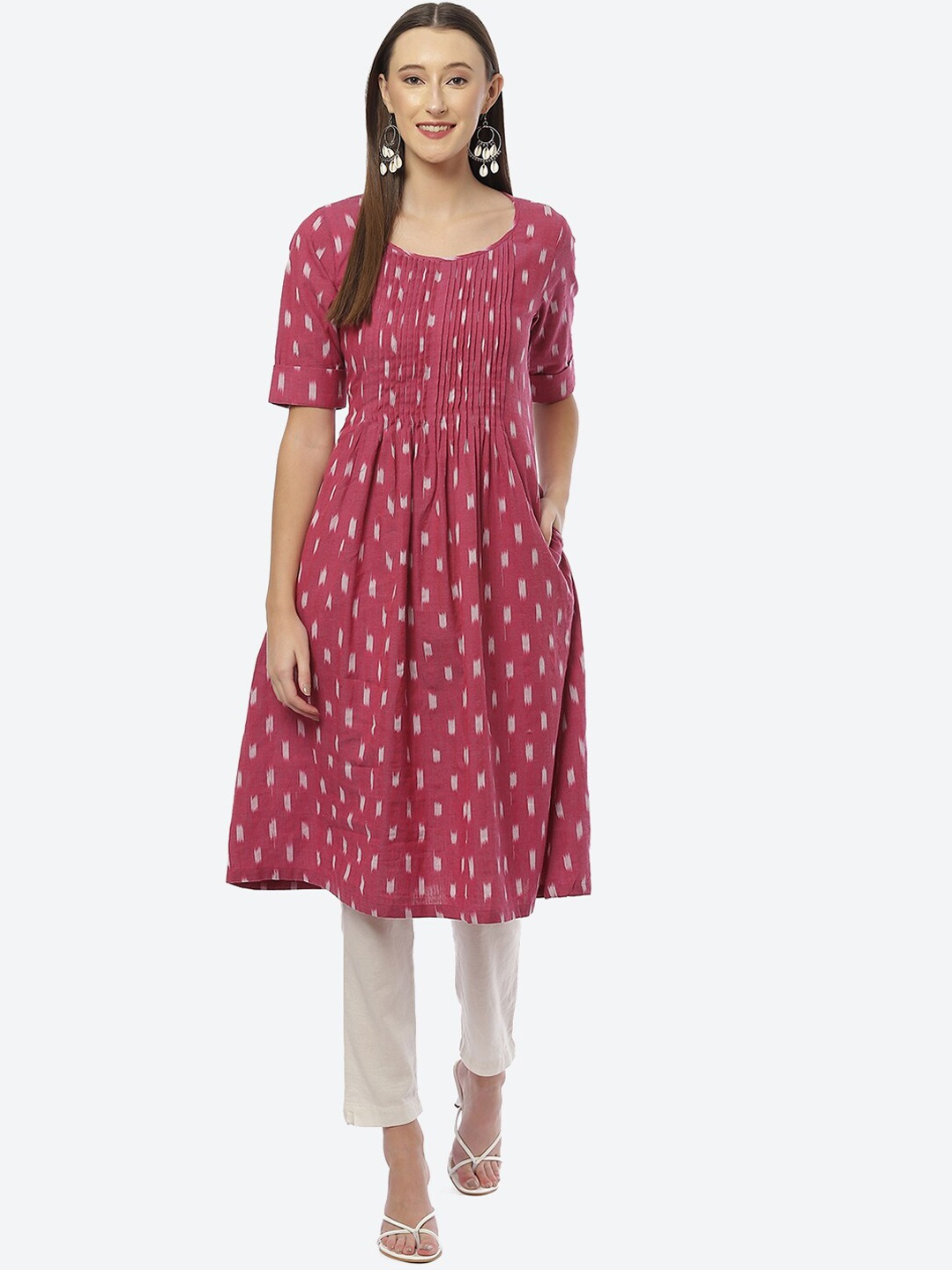 

Biba Women Pink Ethnic Motifs Printed Anarkali Kurta