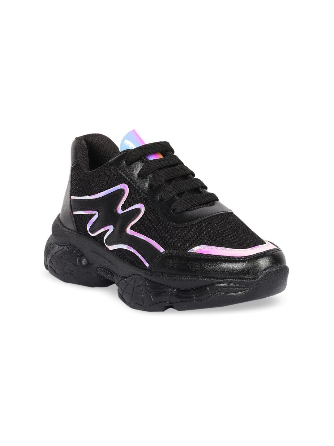 

ZAPATOZ Girls Black Printed Sneakers