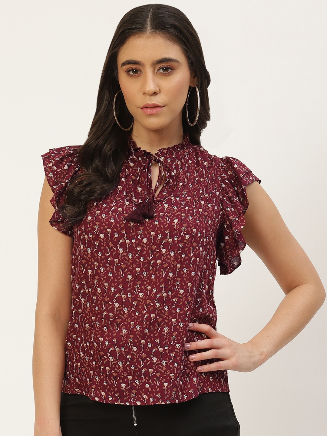 

Rue Collection Multicoloured Print Tie-Up Neck Top, Multi