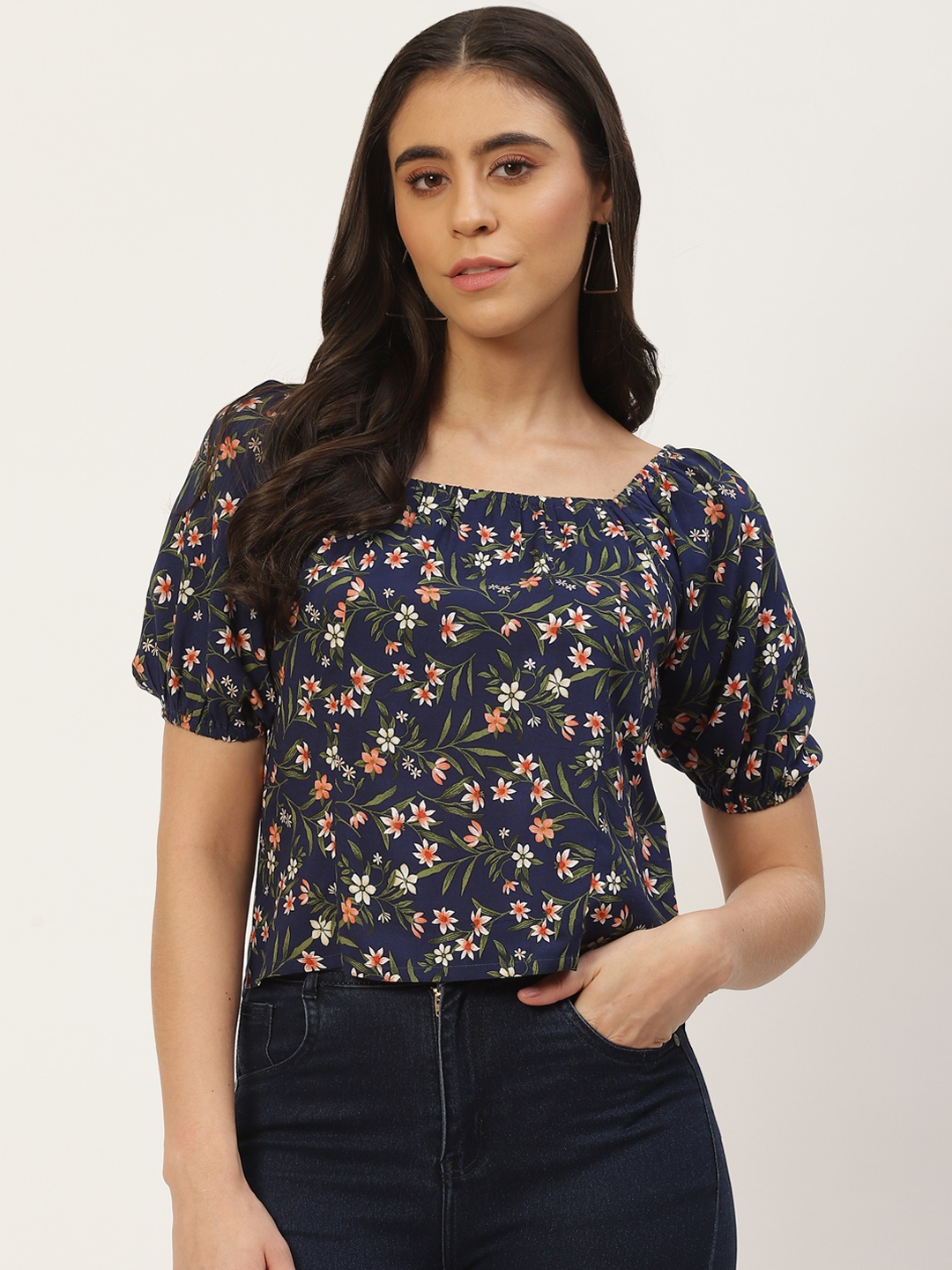 

Rue Collection Multicoloured Floral Print Smocked Top, Multi