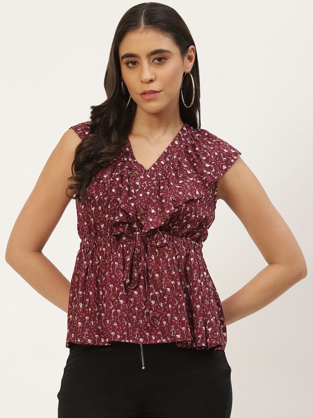 

Rue Collection Multicoloured Print Peplum Top, Multi