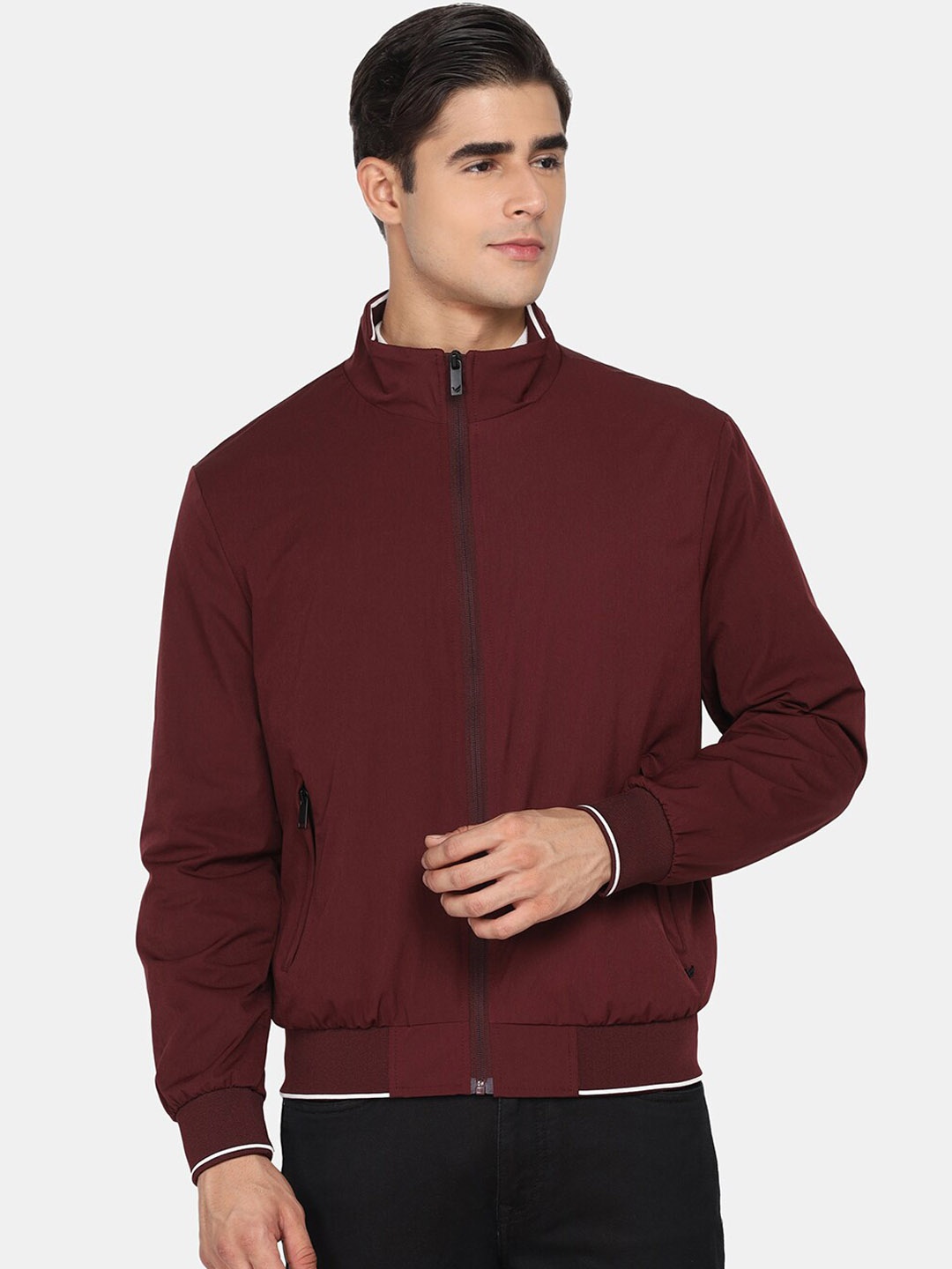 

Blackberrys Men Plus Size Maroon Bomber Jacket