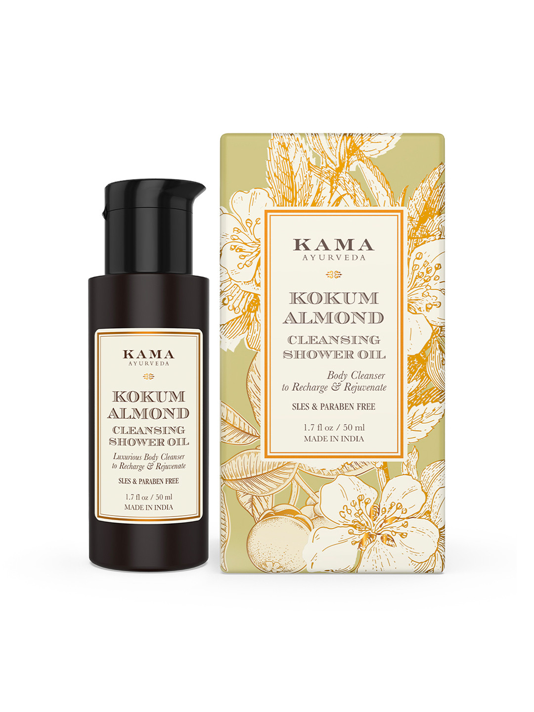 

KAMA AYURVEDA Kokum Almond Cleansing Shower Oil to Recharge & Rejuvenate - 50 ml, White