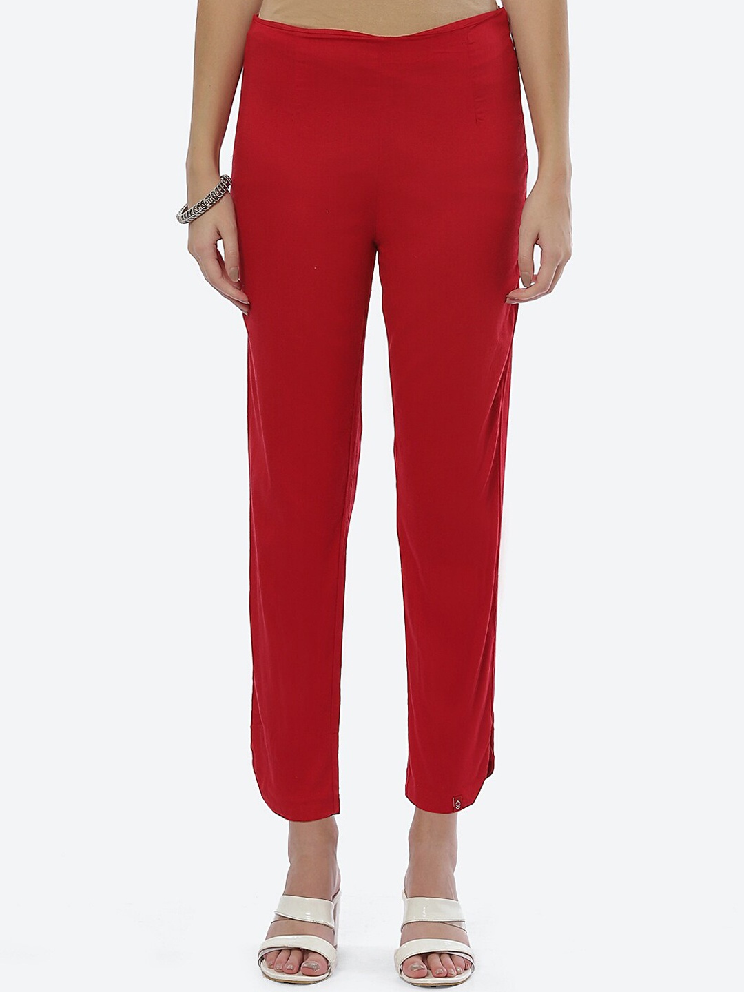 

Biba Women Red Smart Straight Fit Trouser