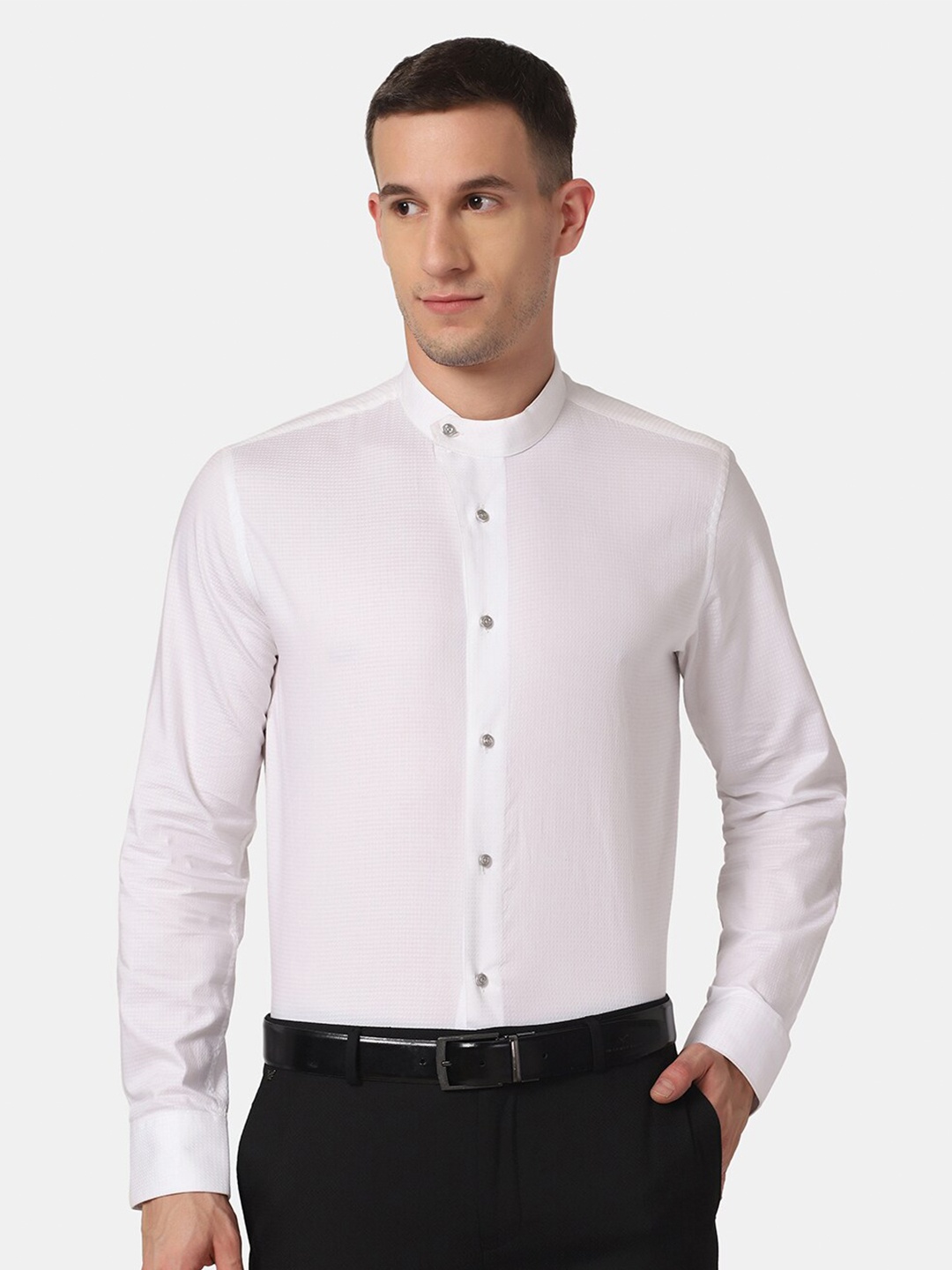 

Blackberrys Men Cotton Slim Fit Micro Checks Checked Casual Shirt, White