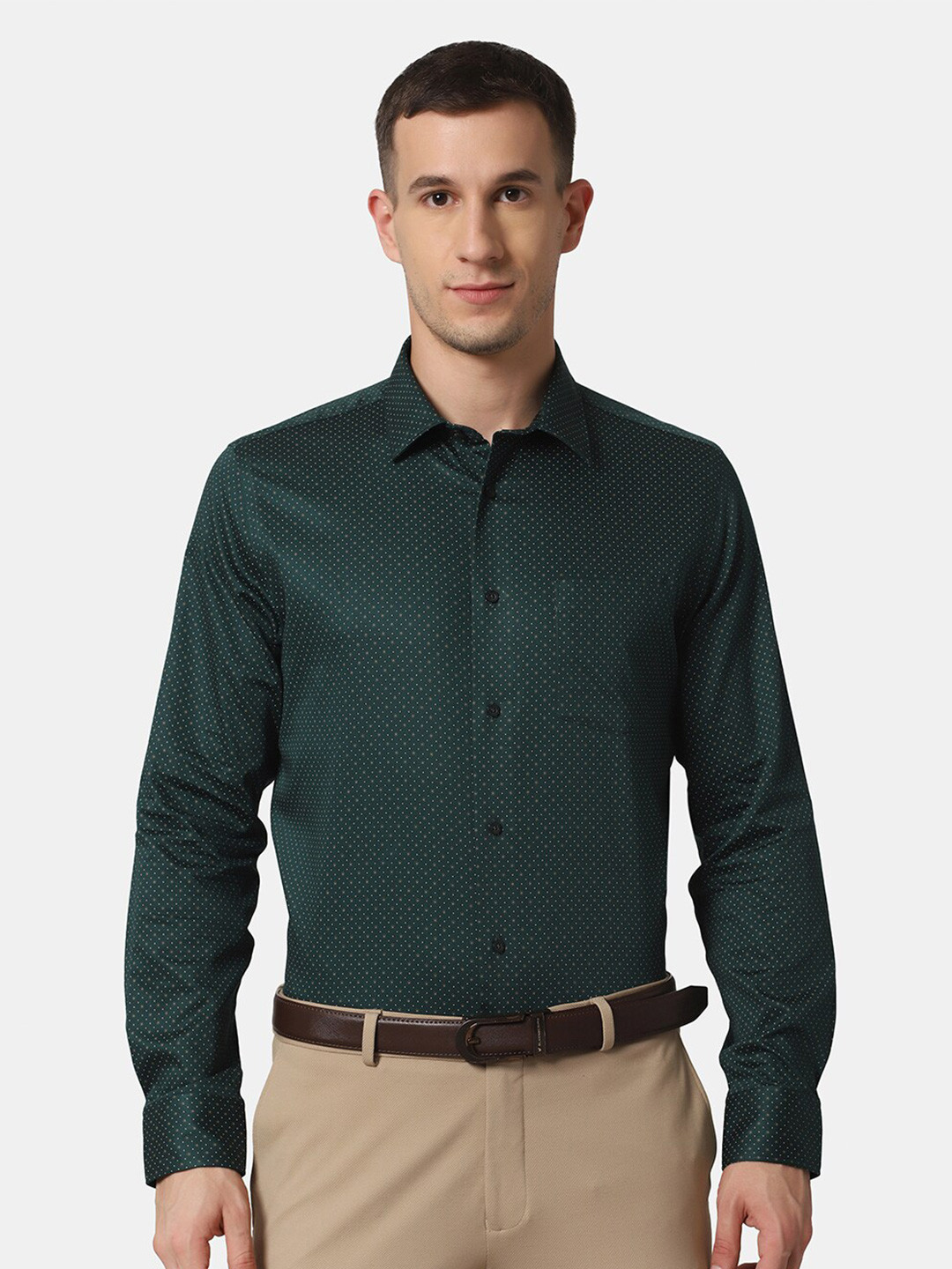 

Blackberrys Men Green Slim Fit Printed Casual Shirt