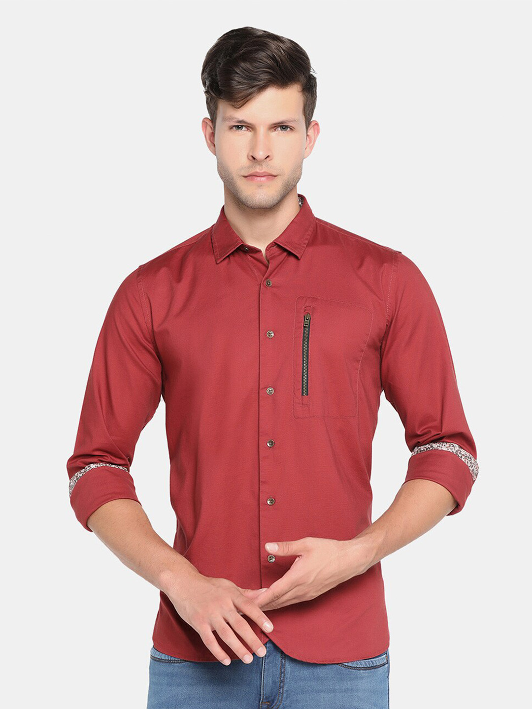 

Blackberrys Men Orange Cotton Slim Fit Casual Shirt