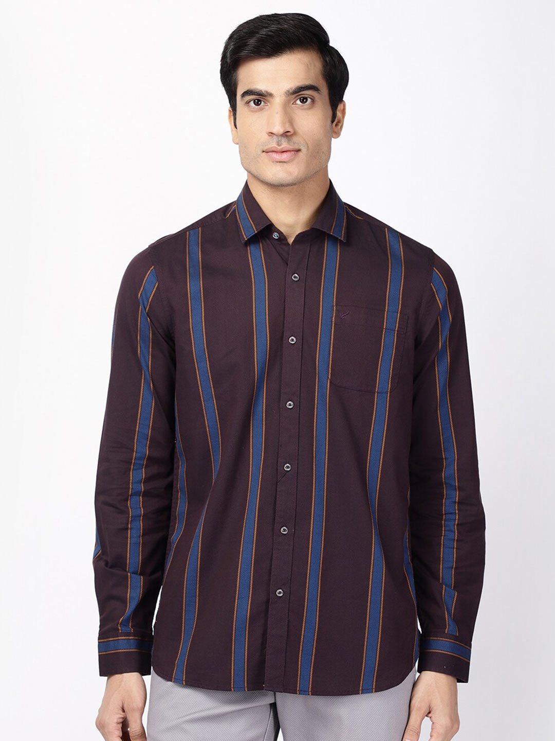 

Blackberrys Men Slim Fit Striped Casual Shirt, Burgundy
