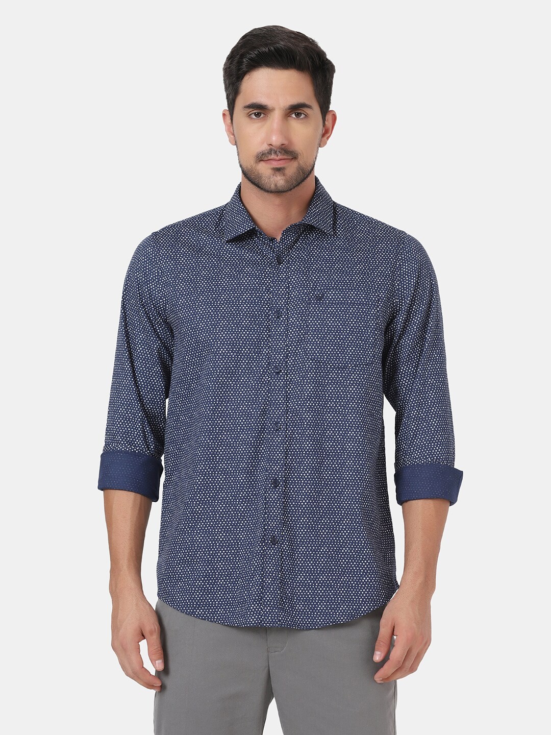 

Blackberrys Men Slim Fit Printed Casual Cotton Shirt, Navy blue