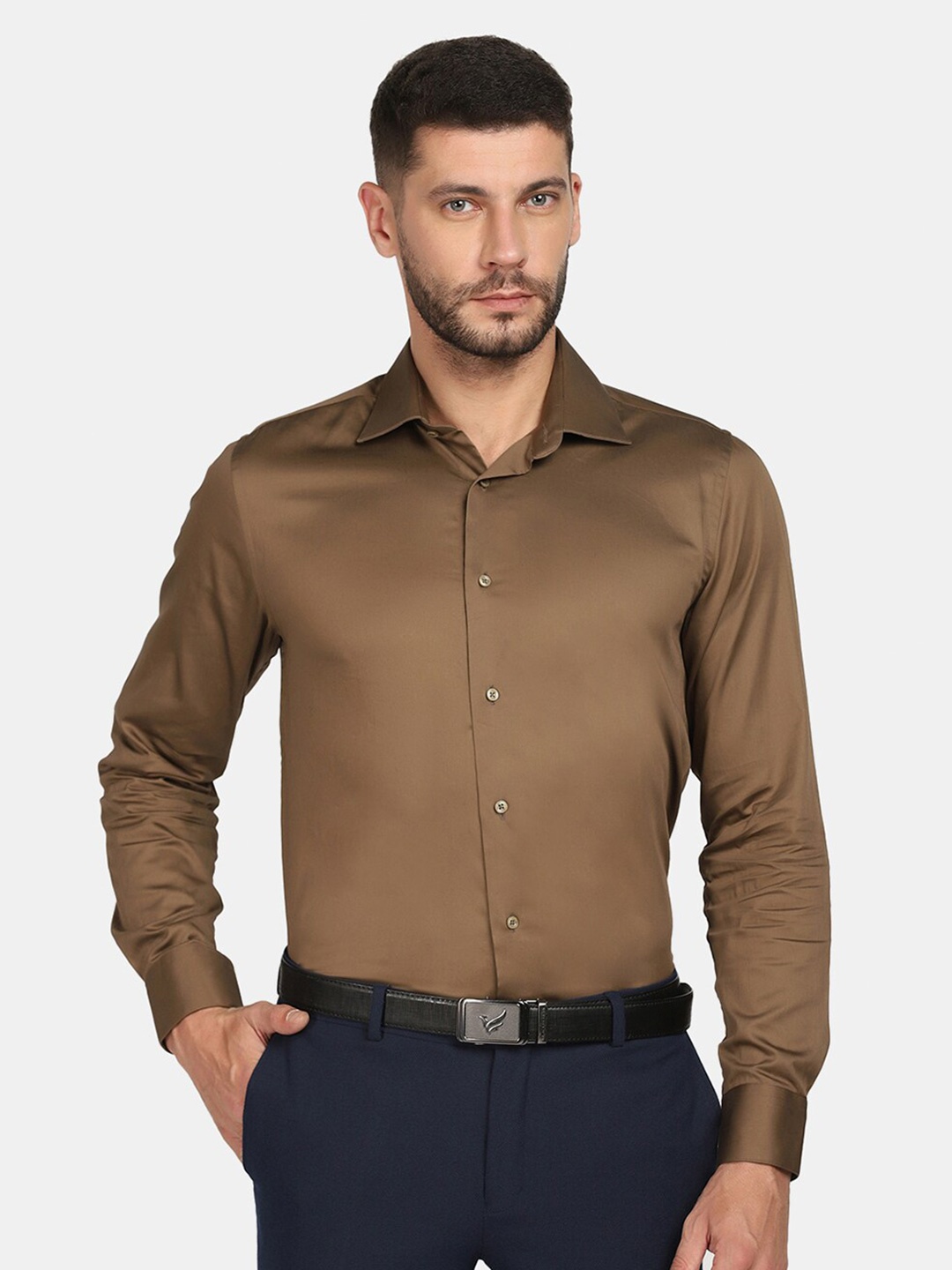 

Blackberrys Men Brown Slim Fit Formal Cotton Shirt