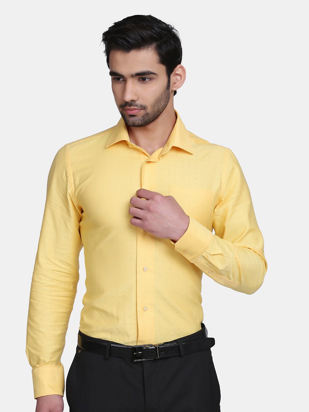 

Blackberrys Men Slim Fit Formal Cotton Shirt, Yellow