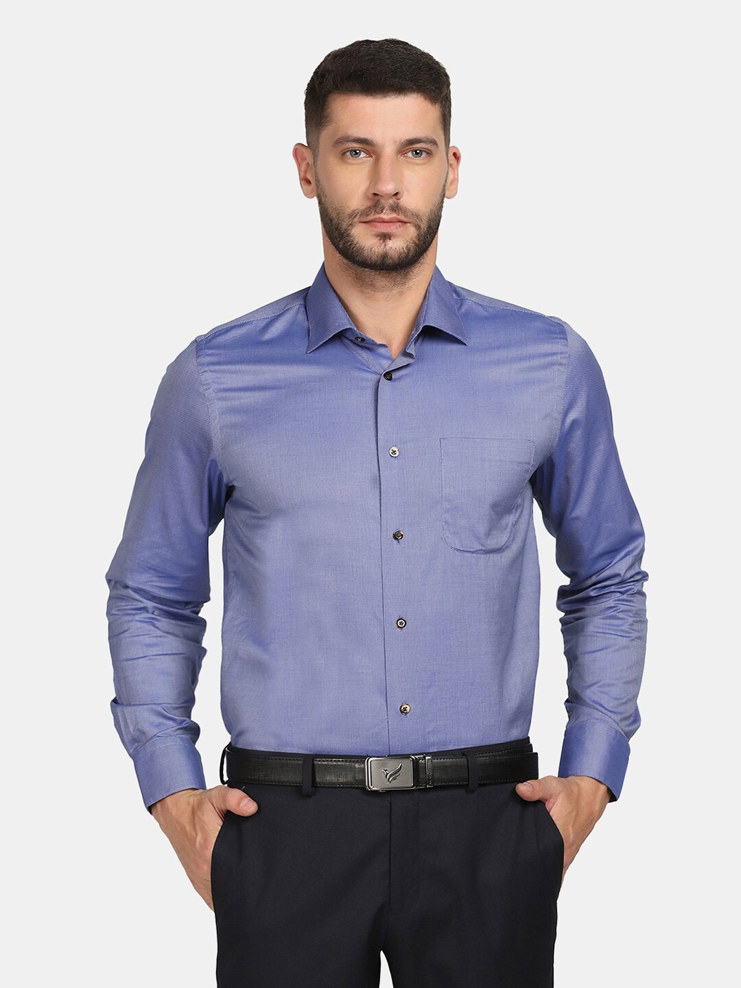 

Blackberrys Men Navy Blue Slim Fit Formal Cotton Shirt