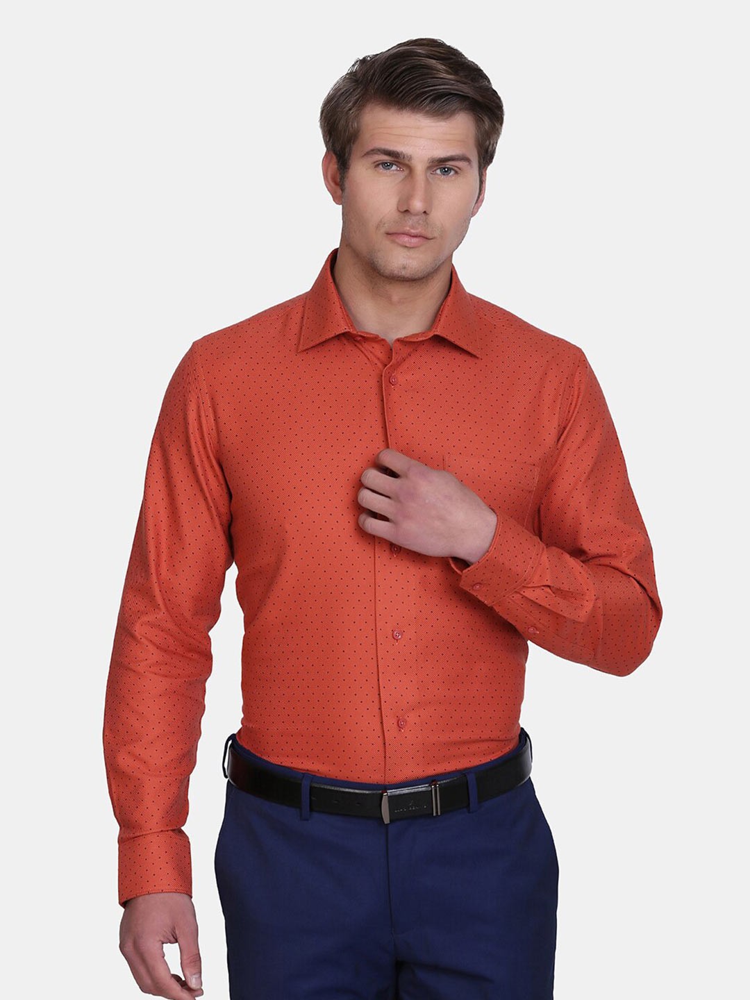 

Blackberrys Men Slim Fit Printed Formal Shirt, Orange