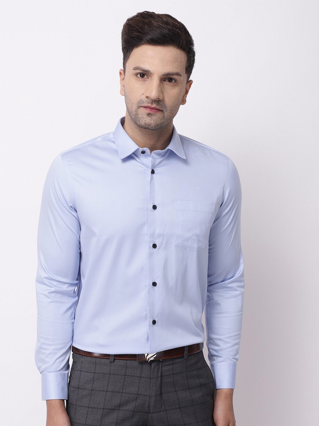 

Blackberrys Men Blue Slim Fit Formal Pure Cotton Shirt