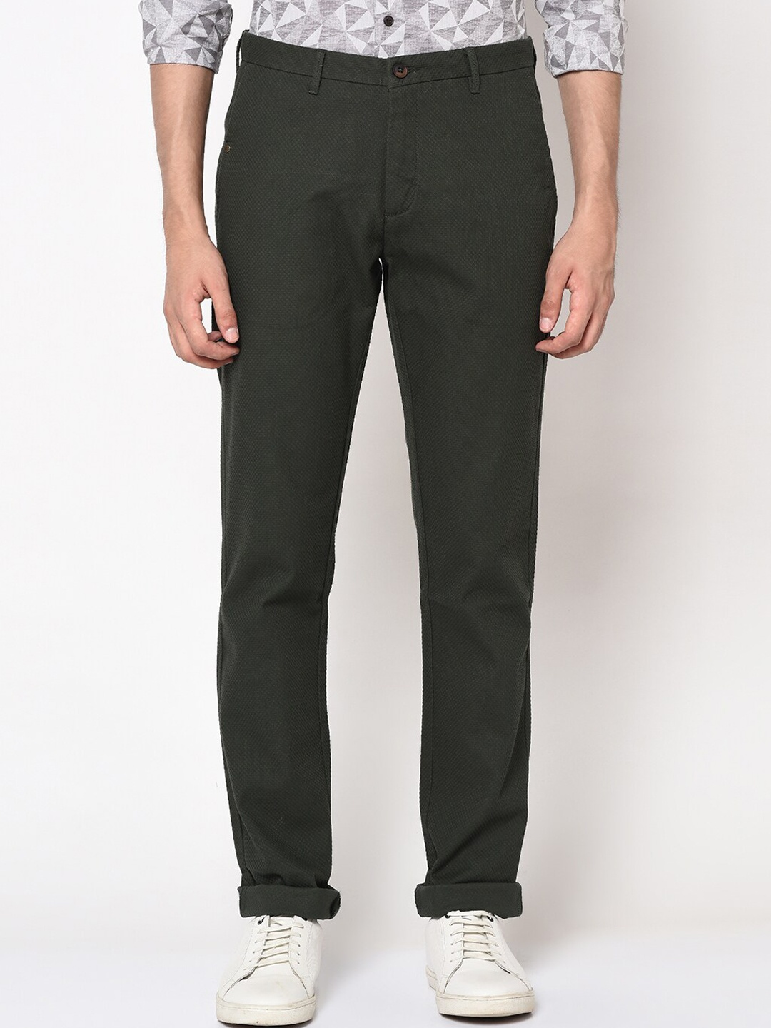 

Blackberrys Men Olive Green Slim Fit Trouser