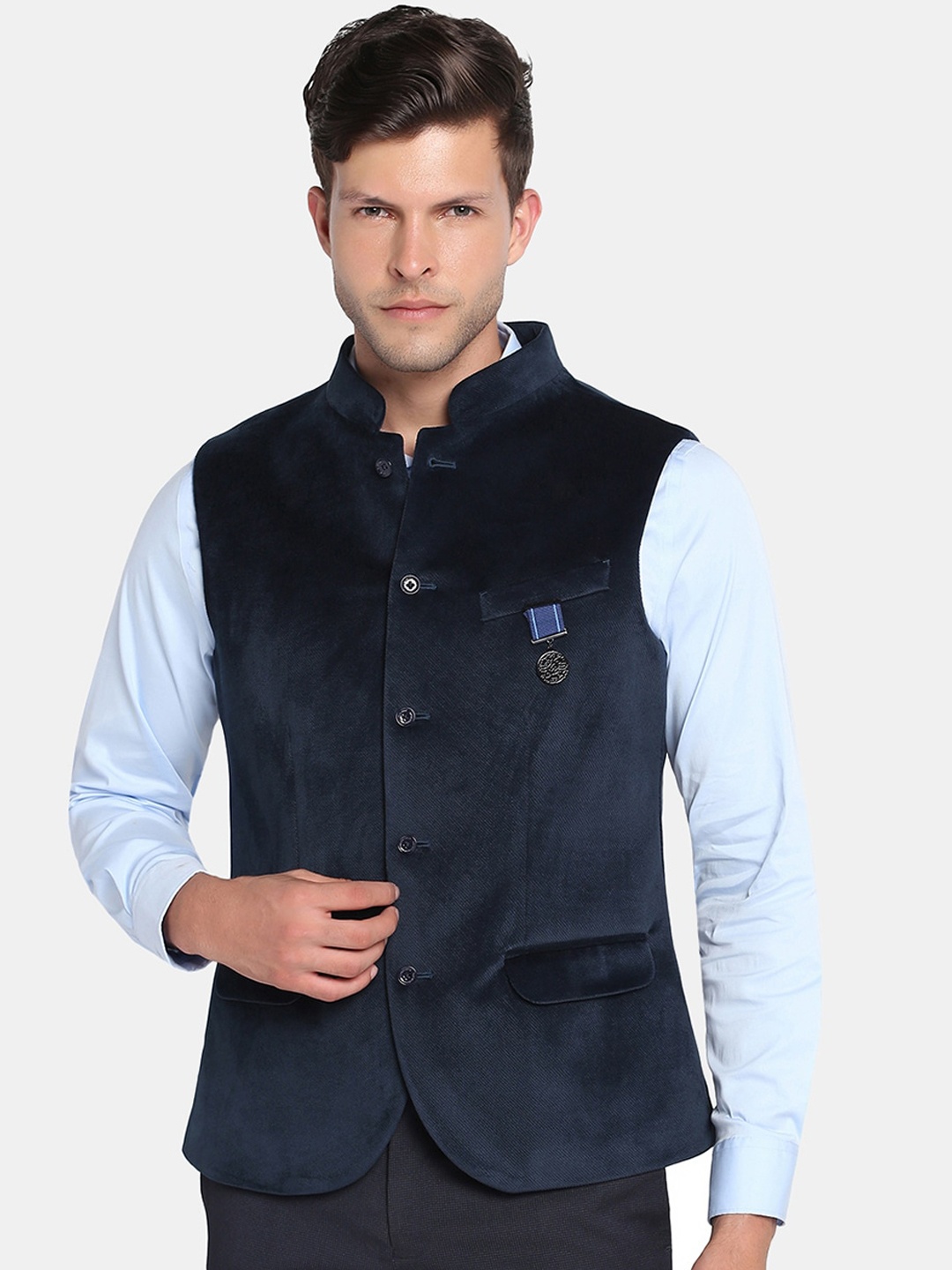 

Blackberrys Men Solid Nehru Jackets, Navy blue