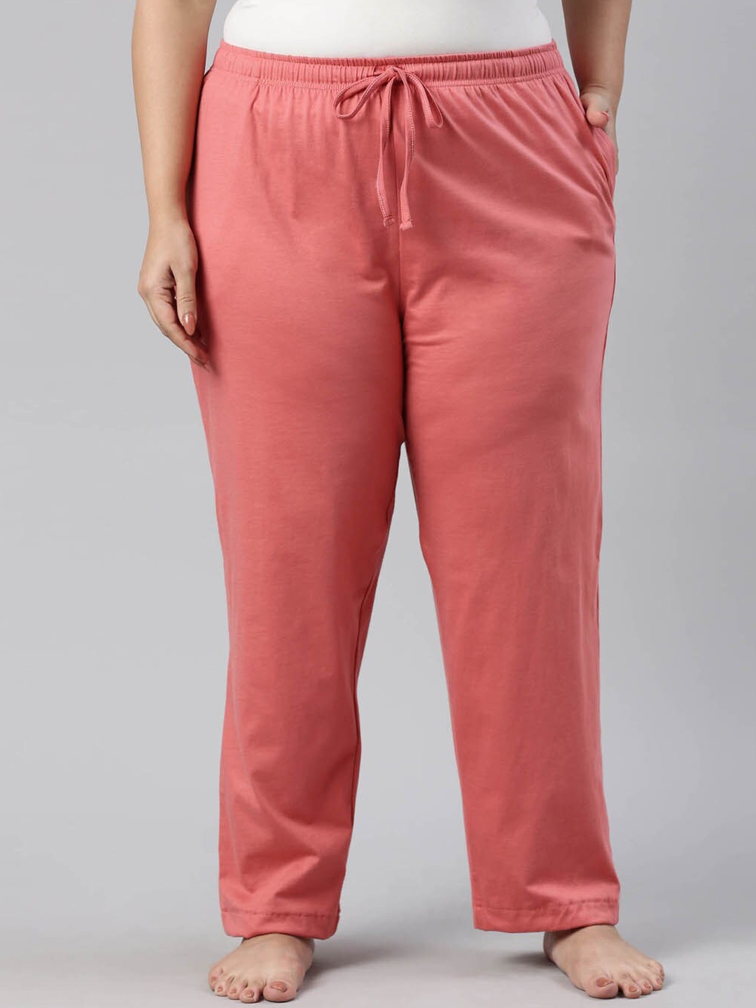 

Go Colors Women Dusty-Pink Solid Pure Cotton Lounge Pants