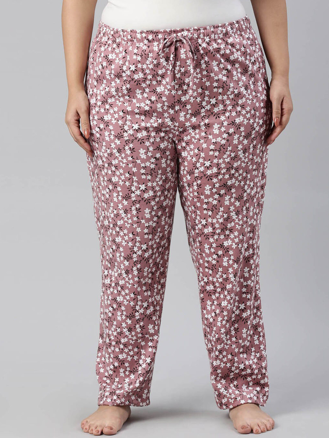 

Go Colors Women Pink Printed Relaxed-Fit Cotton Lounge Pants