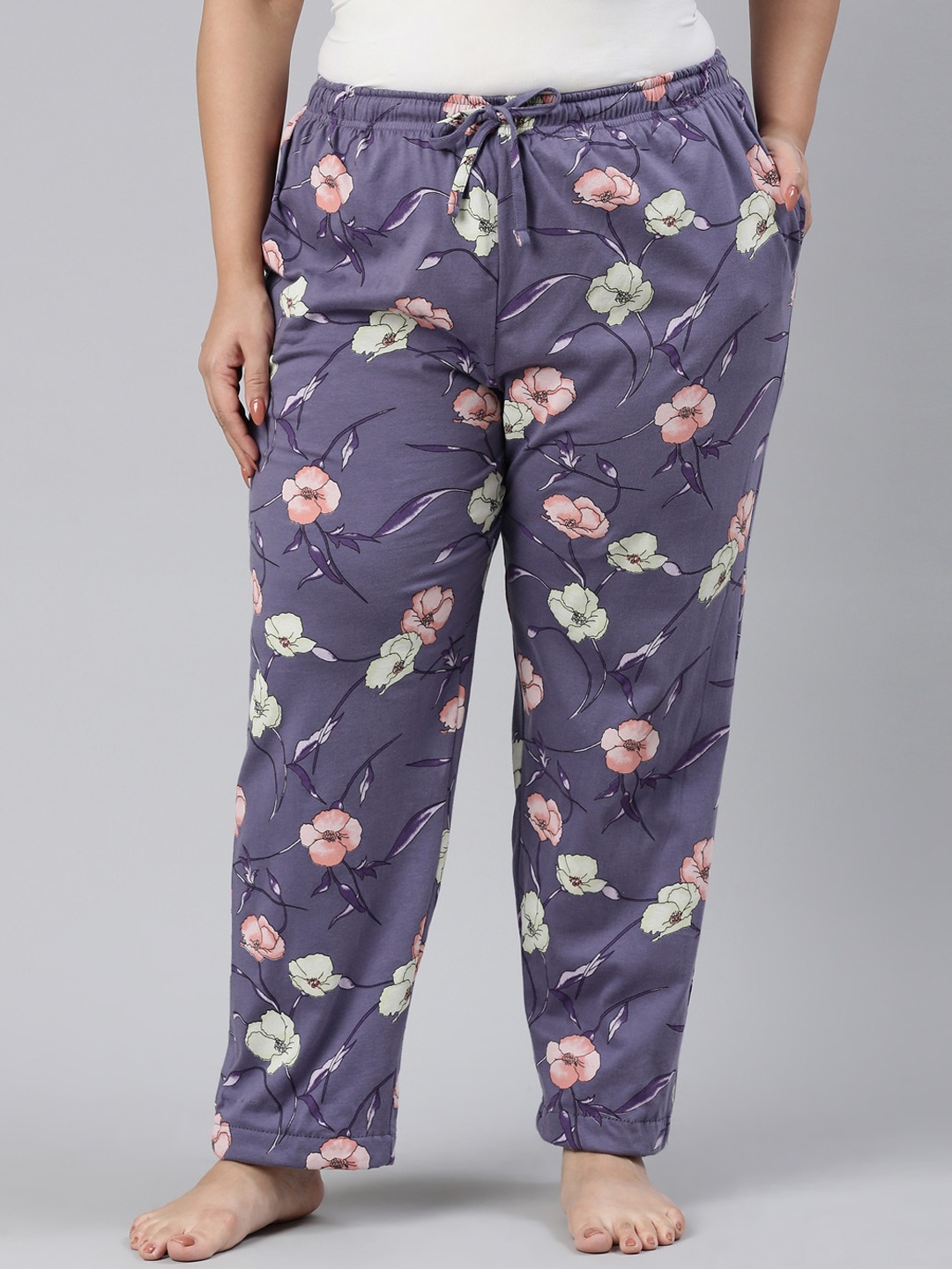 

Go Colors Women Purple Printed Cotton Lounge Pants