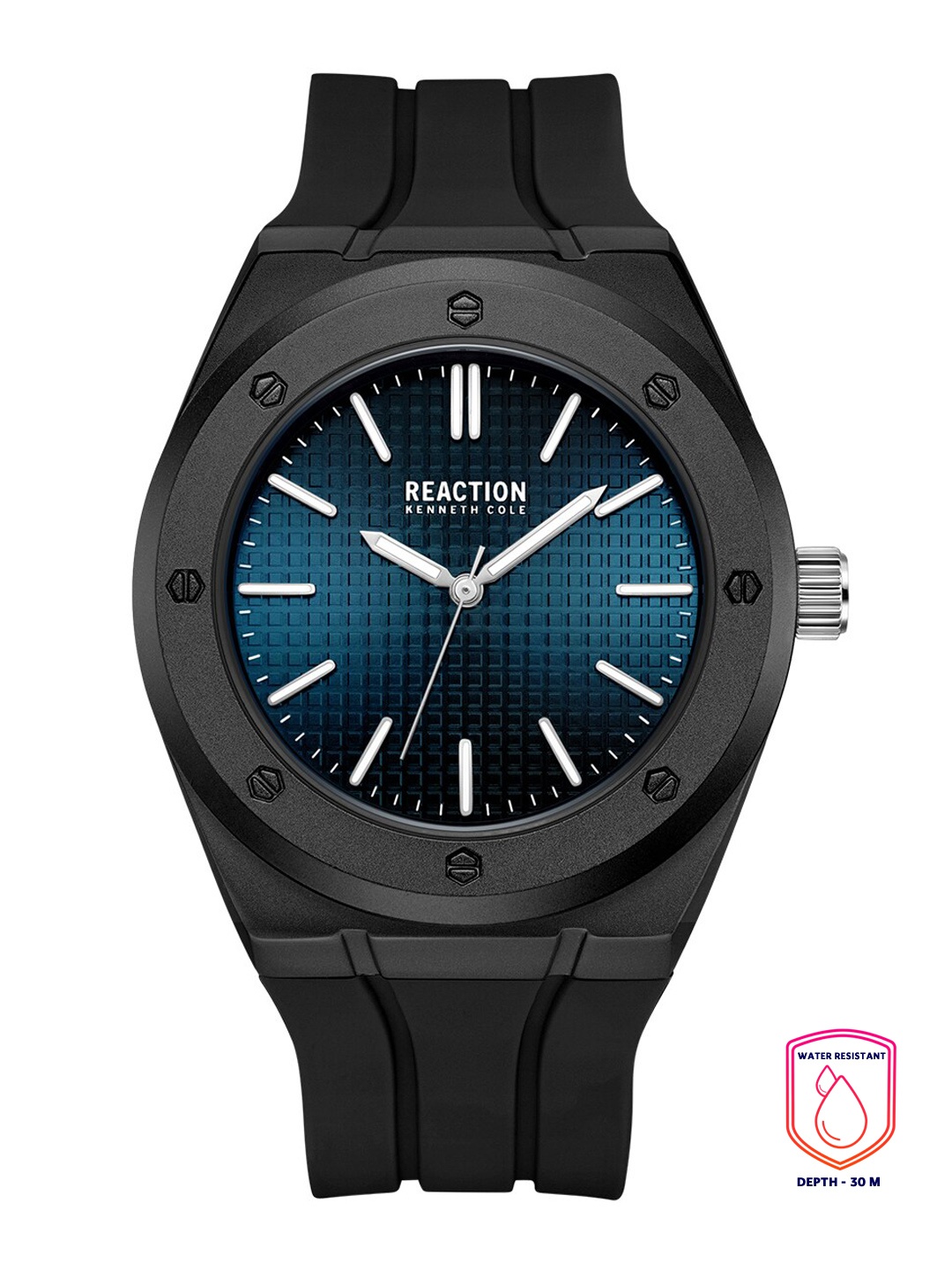 

REACTION KENNETH COLE Men Blue Dial & Black Wrap Around Straps Watch KRWGM9007603