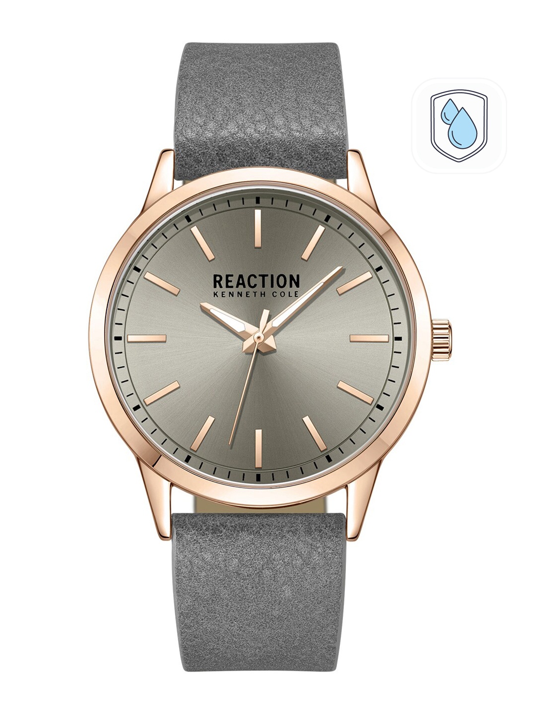 

REACTION KENNETH COLE Men Grey Dial & Grey Leather Straps Analogue Watch KRWGA9007403