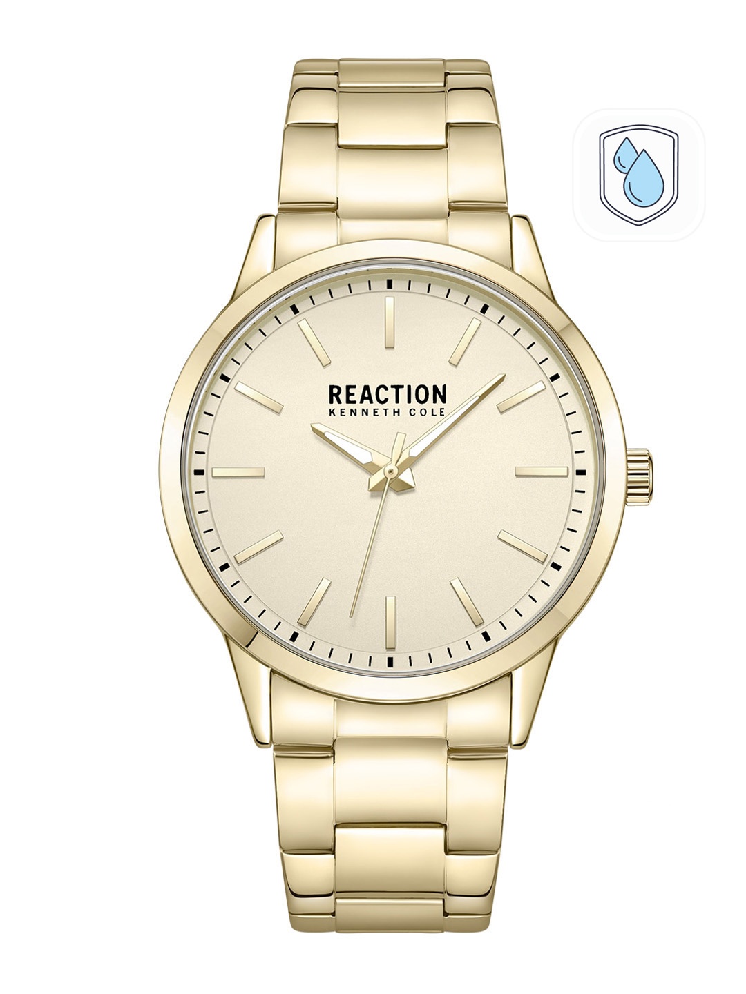 

REACTION KENNETH COLE Men Beige Dial & Gold Toned Straps Analogue Watch KRWGG9007405