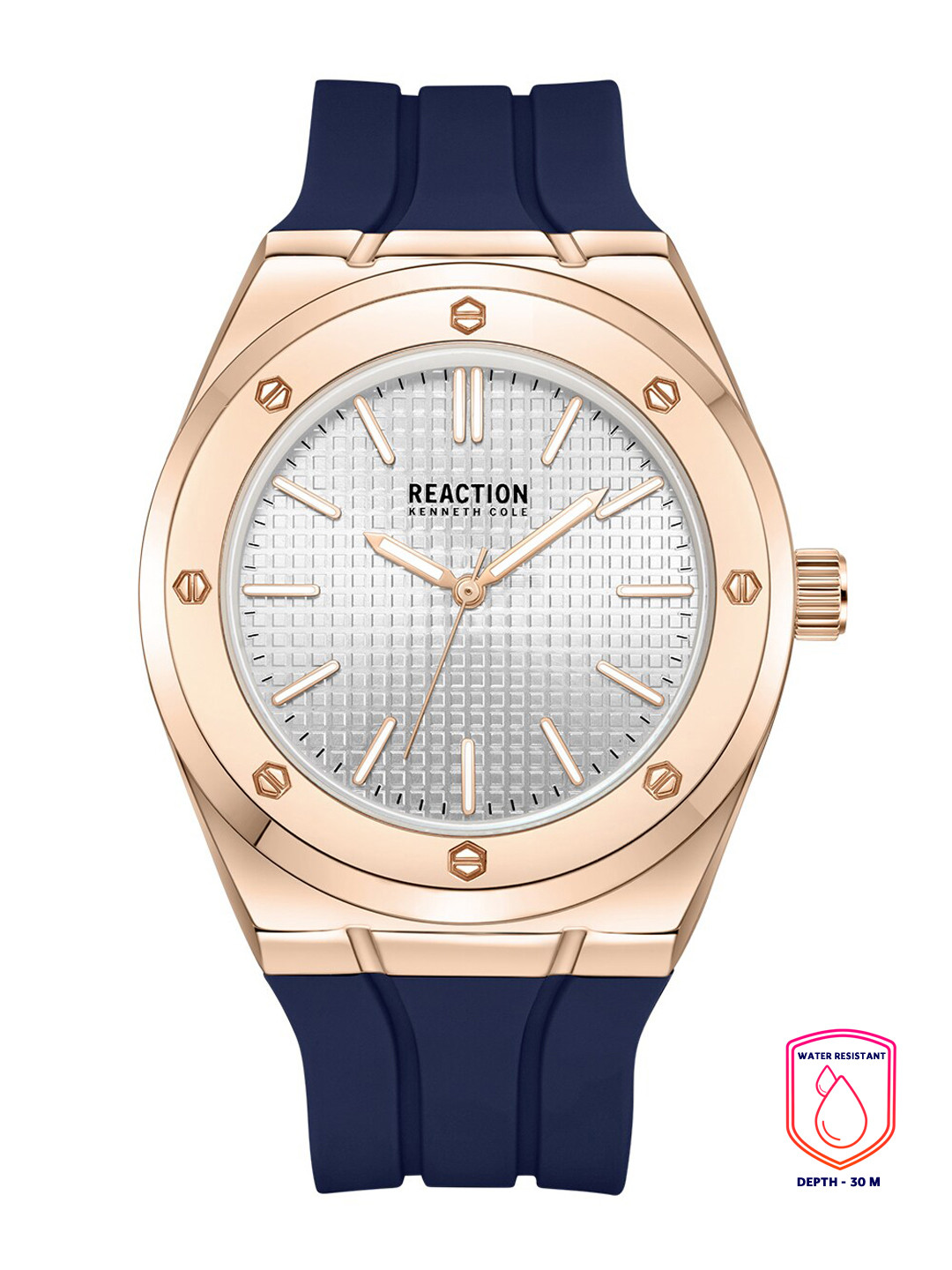 

REACTION KENNETH COLE Men Silver-Toned Dial & Blue Analogue Watch KRWGM9007601