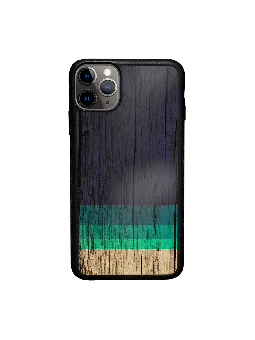 

macmerise Blue & Green Wood Stripes Design iPhone 11 Pro Bumper Phone Back Case